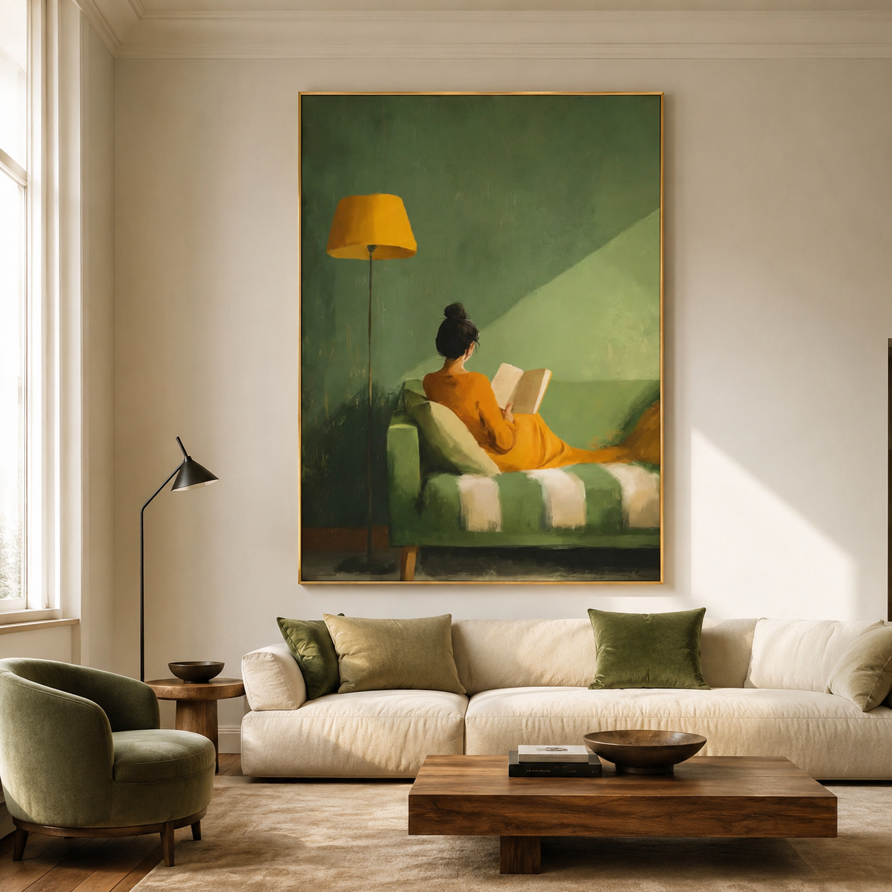 Woman Reading on Sofa Oil Painting