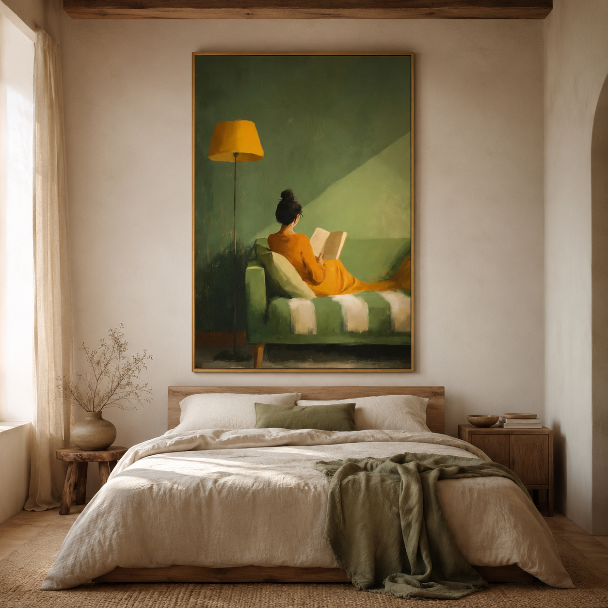 Woman Reading on Sofa Oil Painting