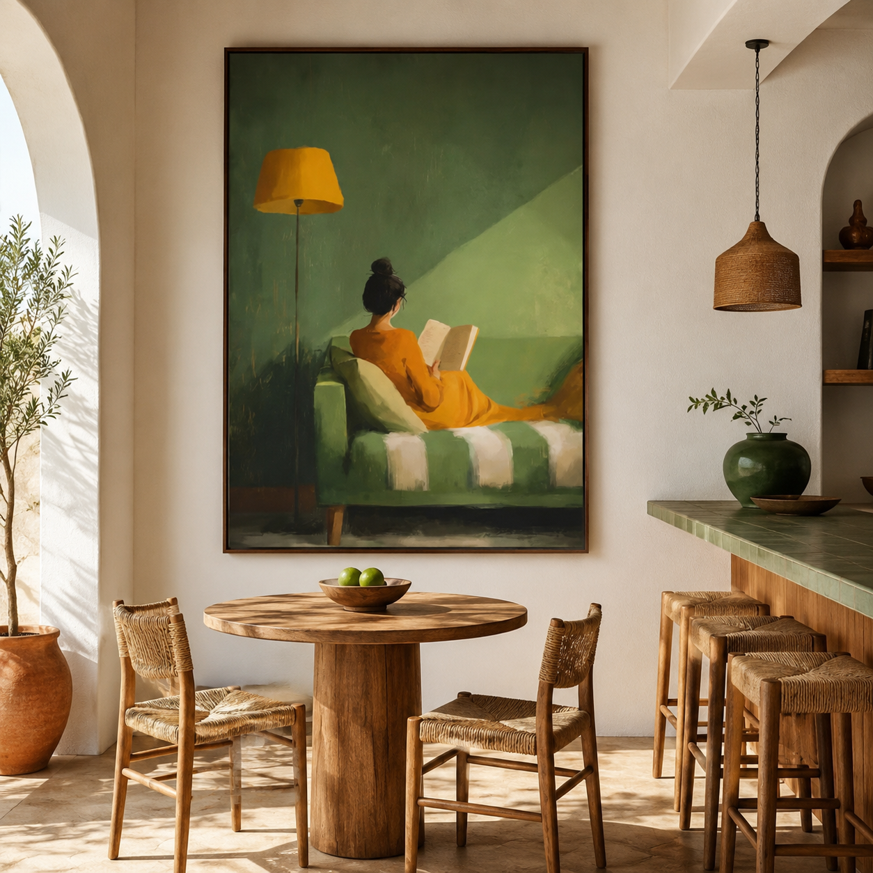 Woman Reading on Sofa Oil Painting