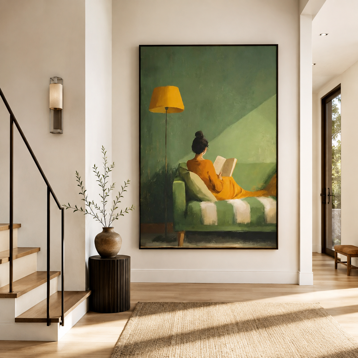 Woman Reading on Sofa Oil Painting