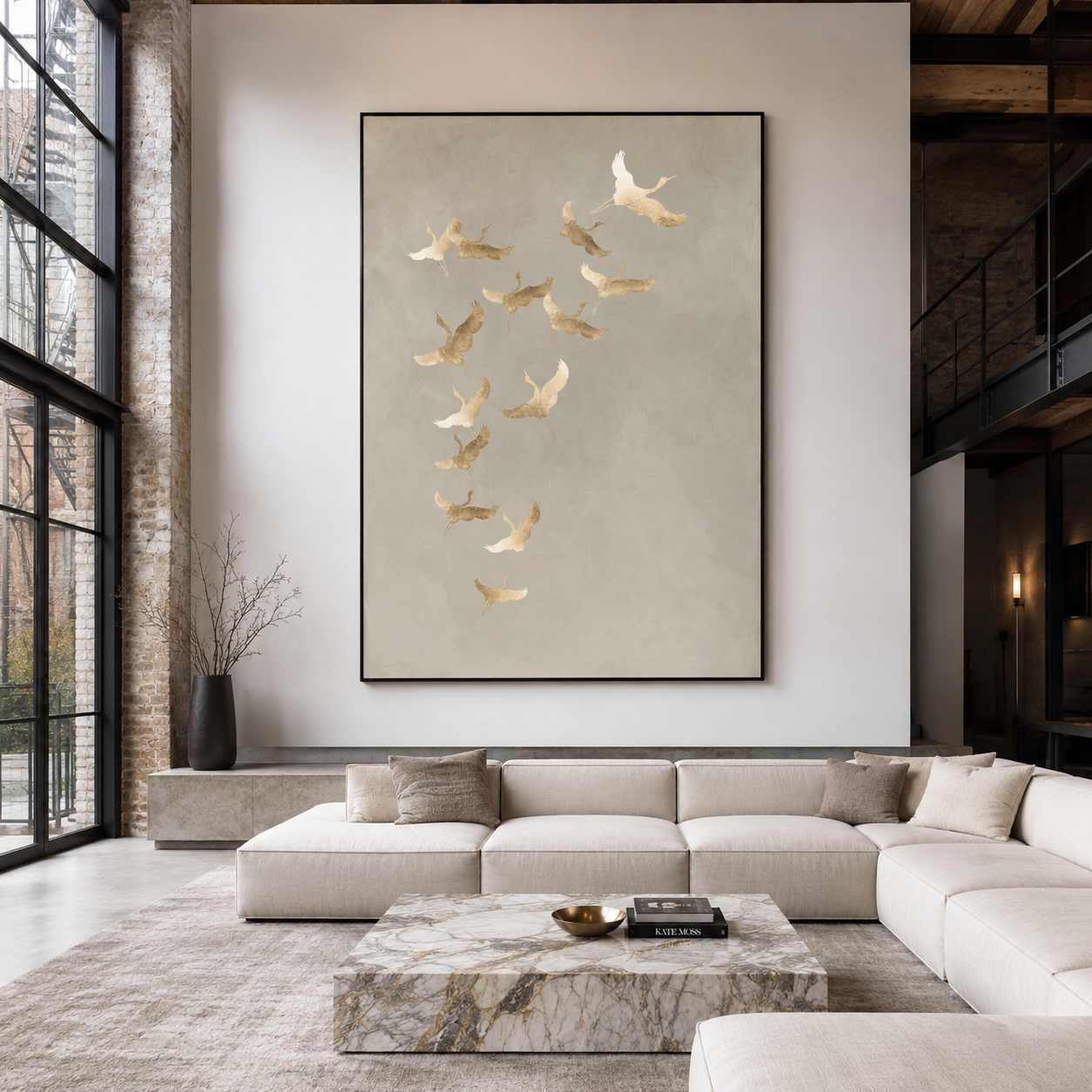 Crane Wall Art | Golden Ascent