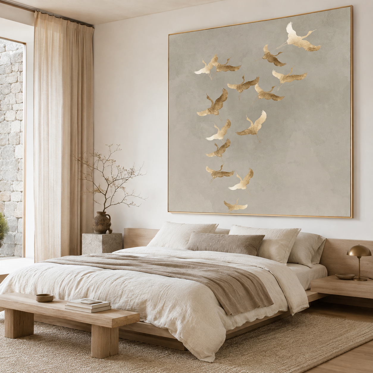 Crane Wall Art | Golden Ascent