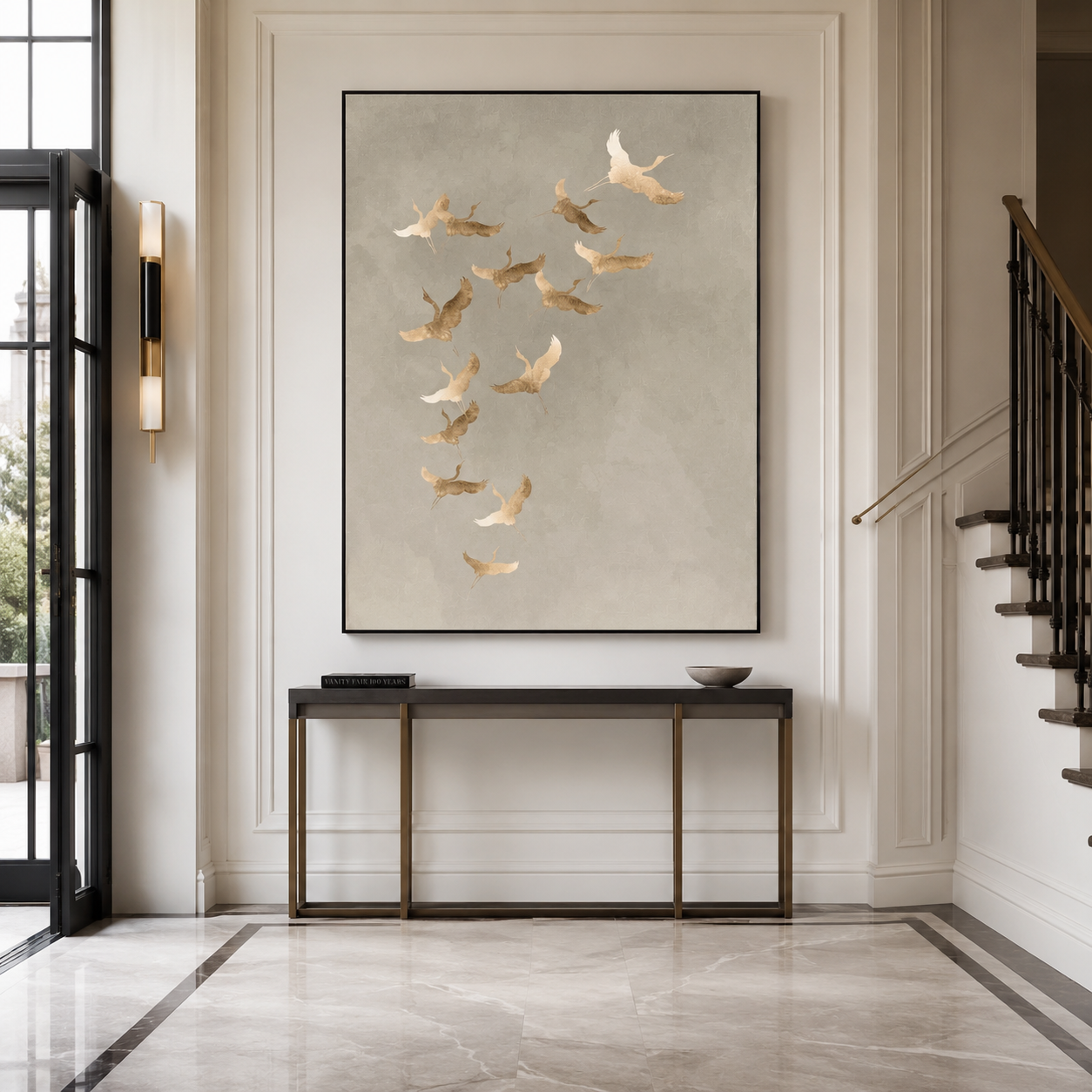Crane Wall Art | Golden Ascent