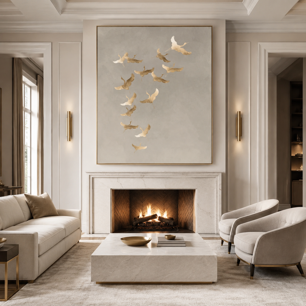 Crane Wall Art | Golden Ascent