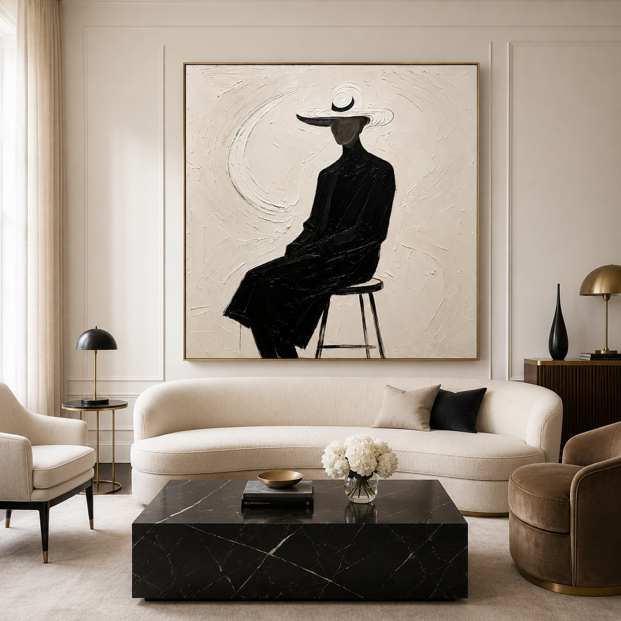Minimalist Woman Wall Art | Stillness in Ivory