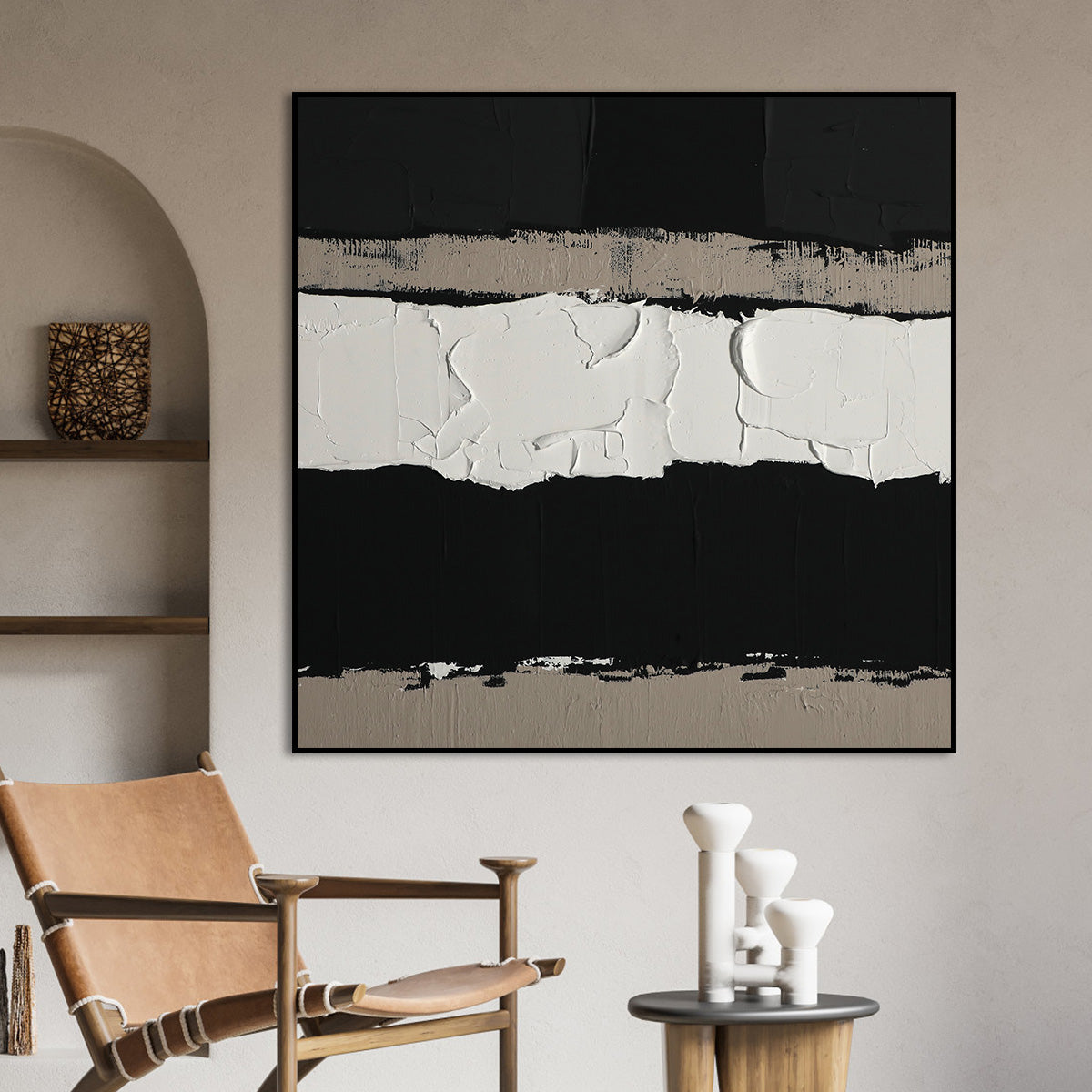 Textural Contrast-A Black & White Acrylic Odyssey