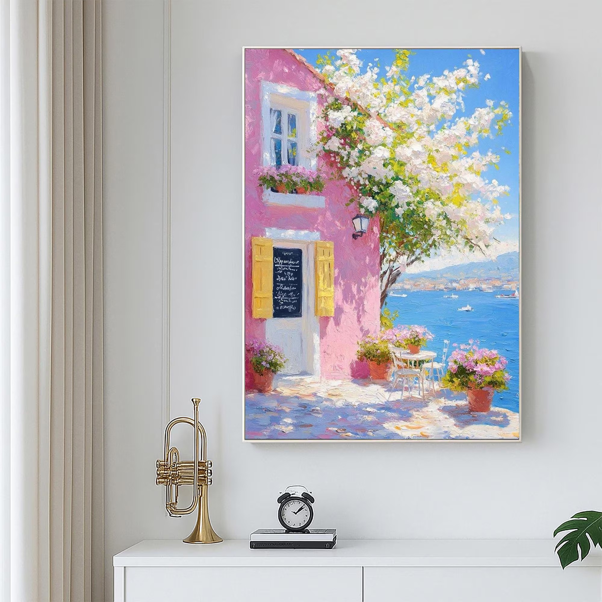 Coastal Blossom House Oil Painting