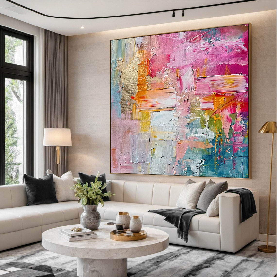 Quadrate large pink abstract