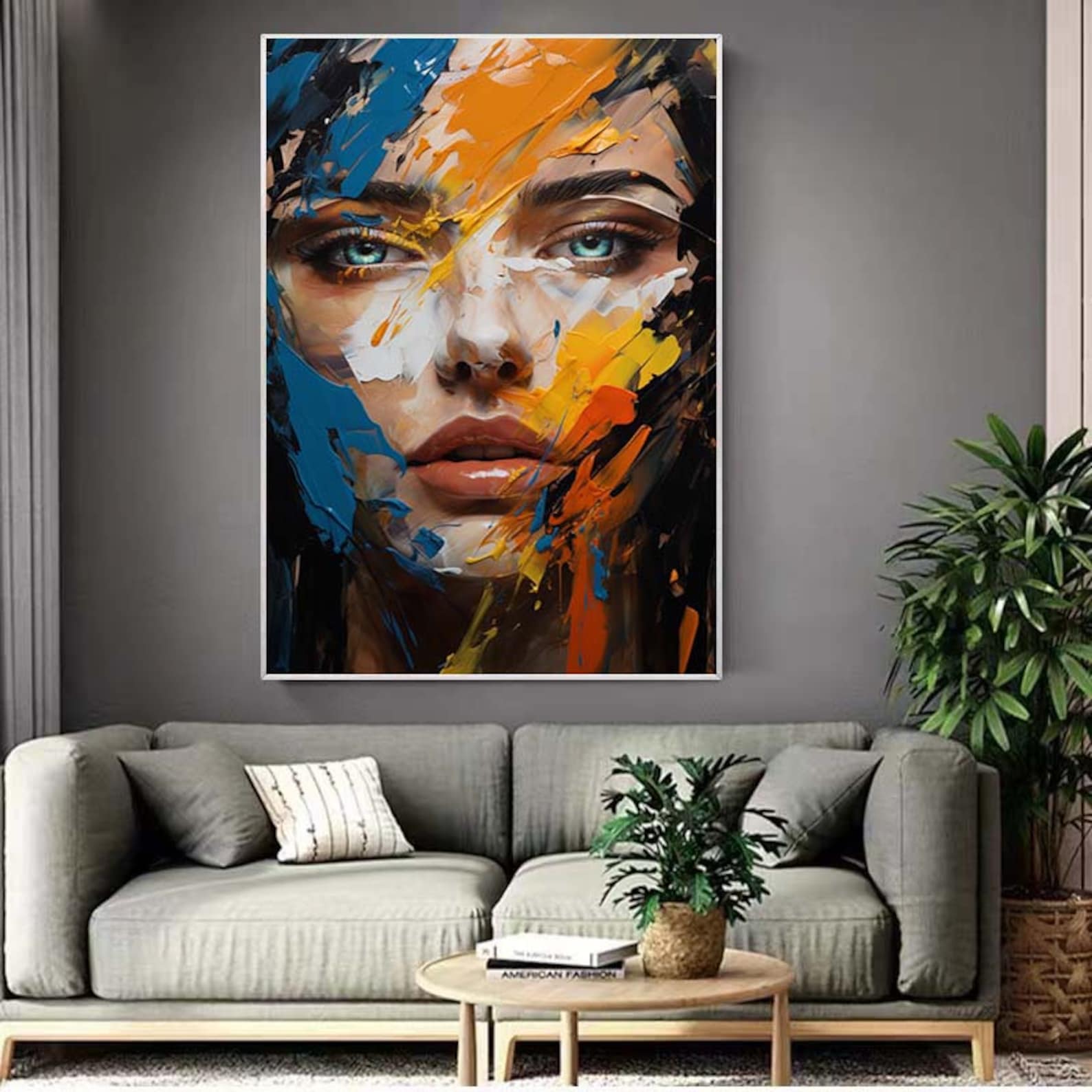 Abstract popular Portrait Wall Art Hand painted-Colorful Flower Oil Paintings On Canvas-Hand Made -For Home Decoration- Unframed -Q1033