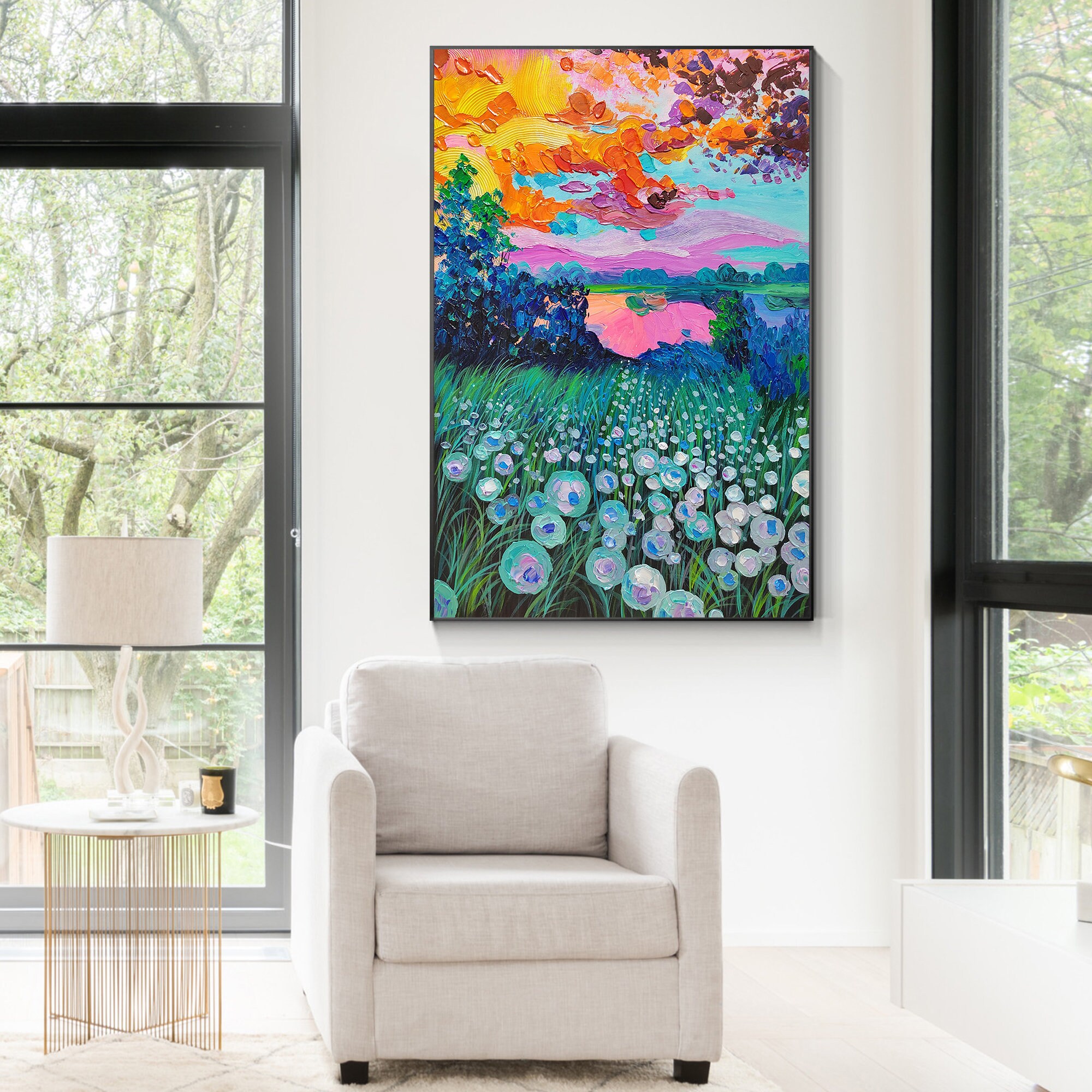 Sunset Colorful Flowers