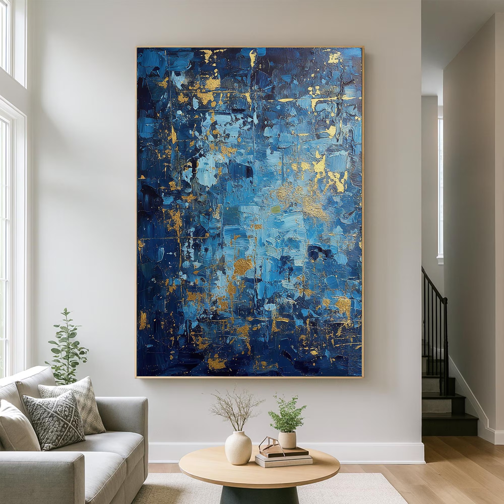 Blue and Gold Textured Canvas