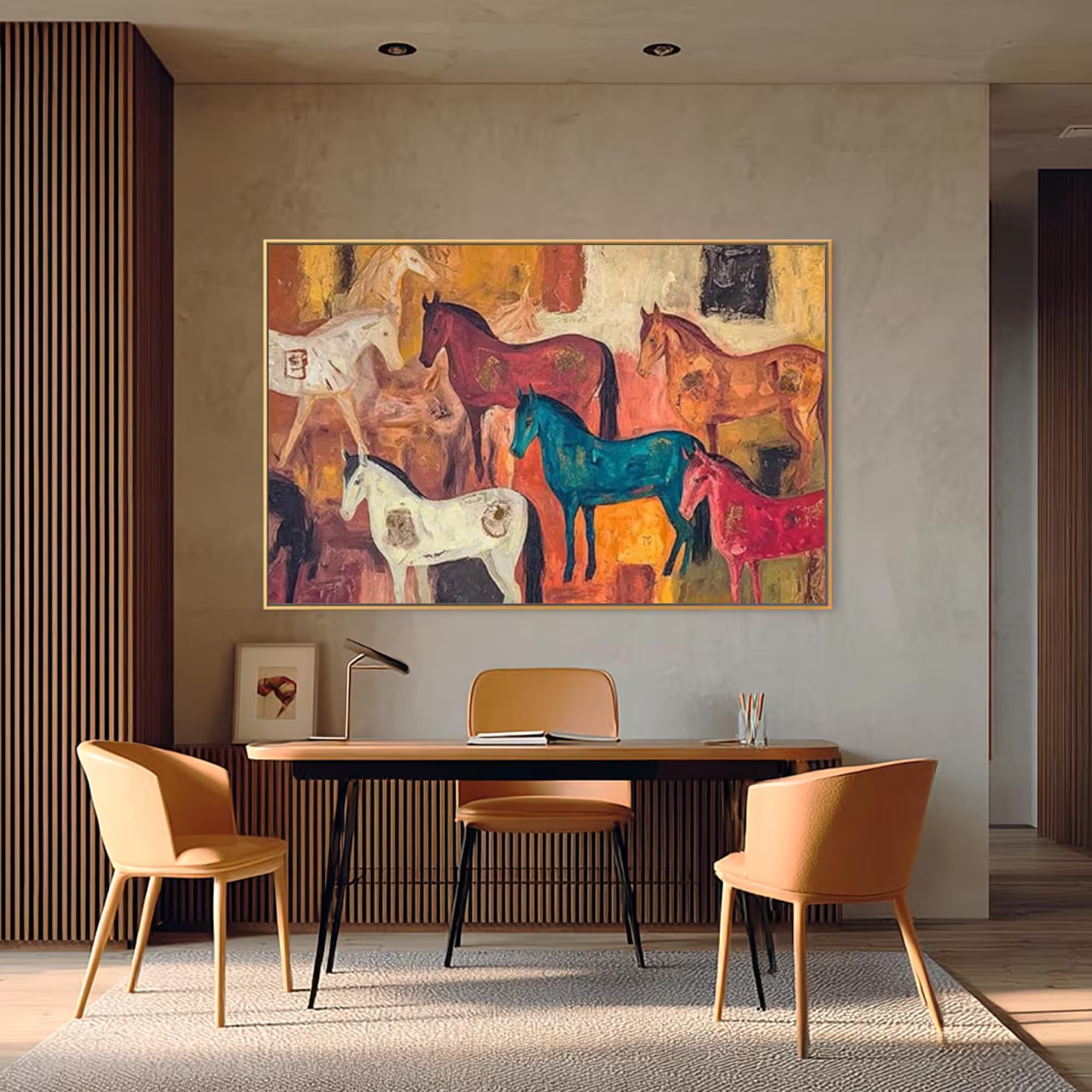 Colorful Equine Gathering Painting