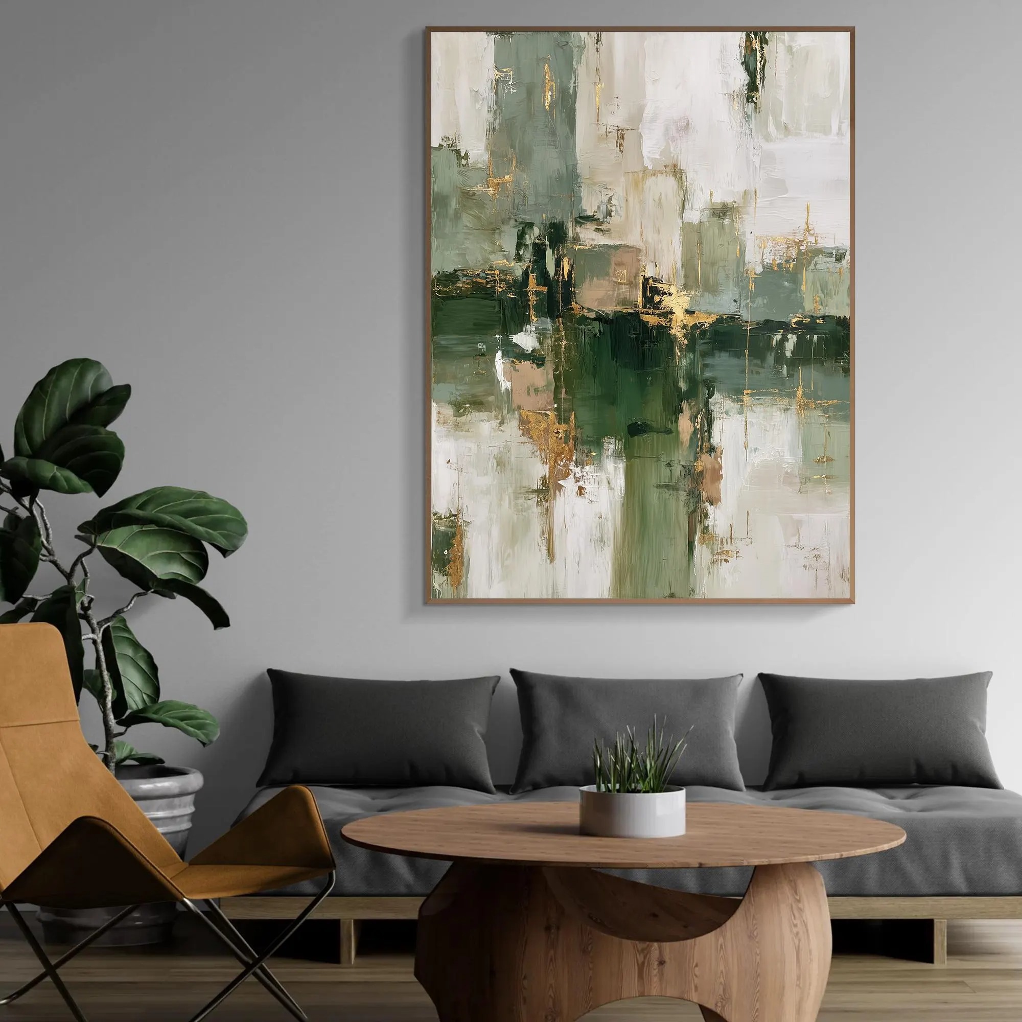 Golden Accents Green Abstract