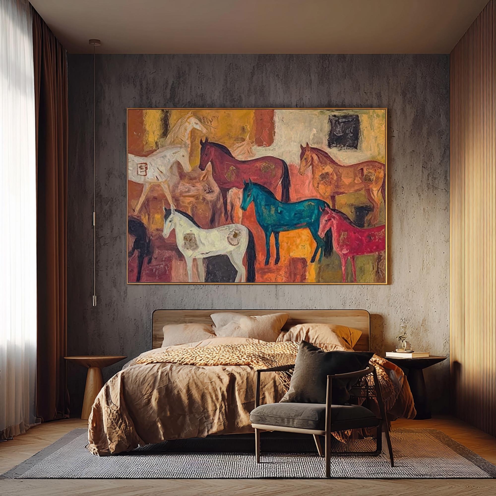 Colorful Equine Gathering Painting