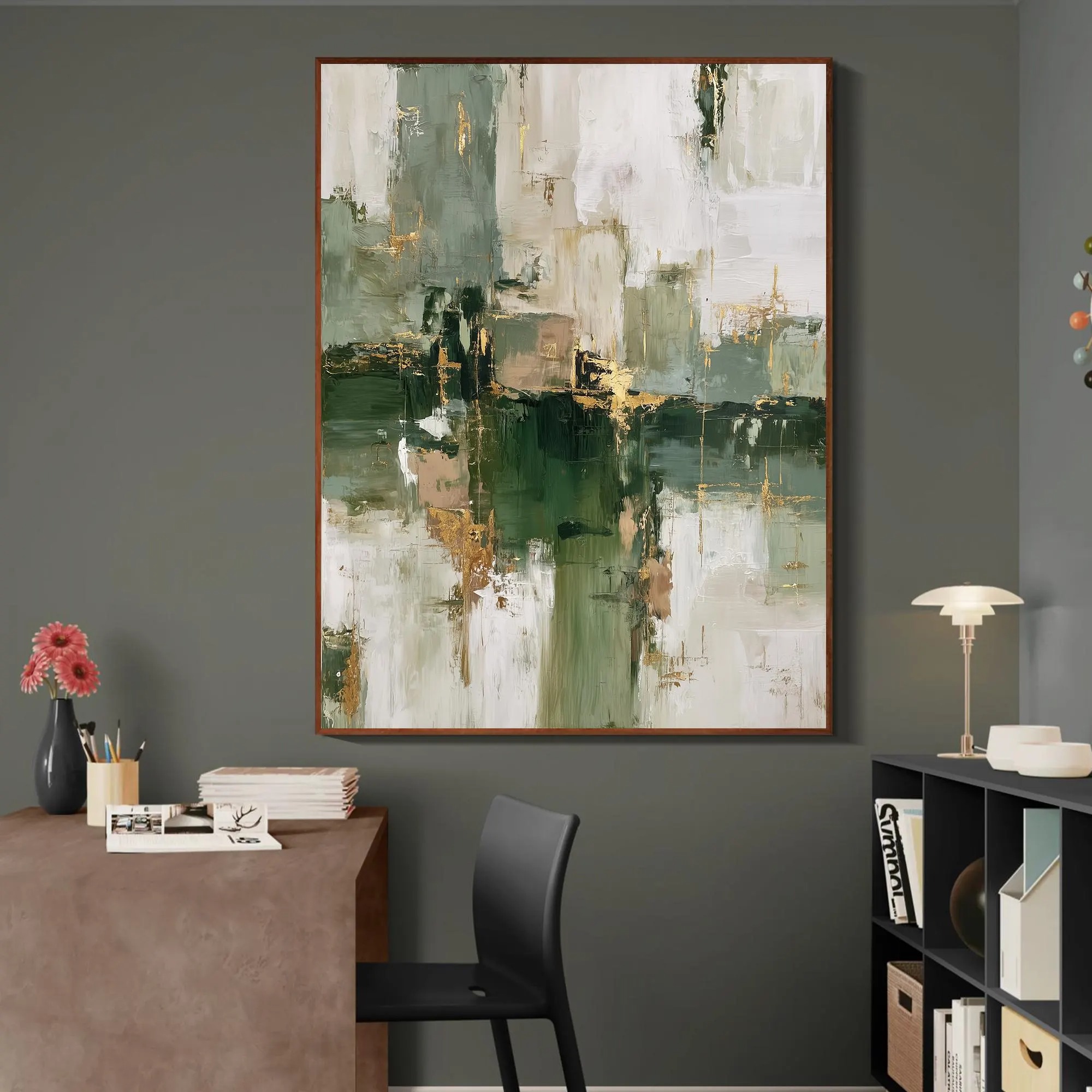 Golden Accents Green Abstract