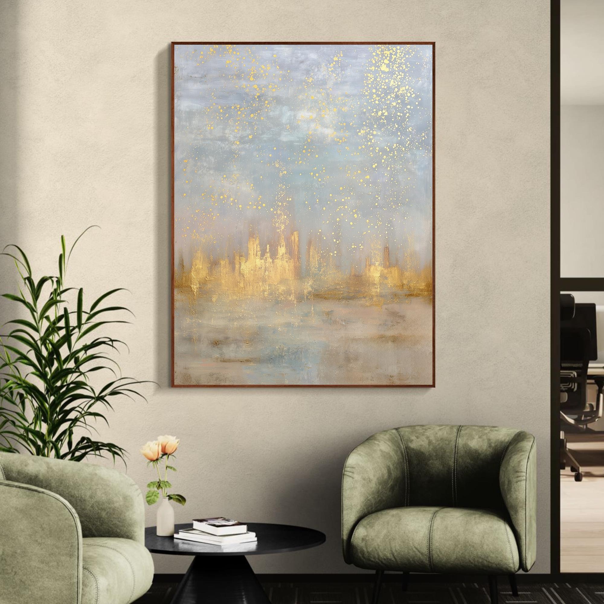 City of Light-Contemporary Gold Leaf Textured Wall Art