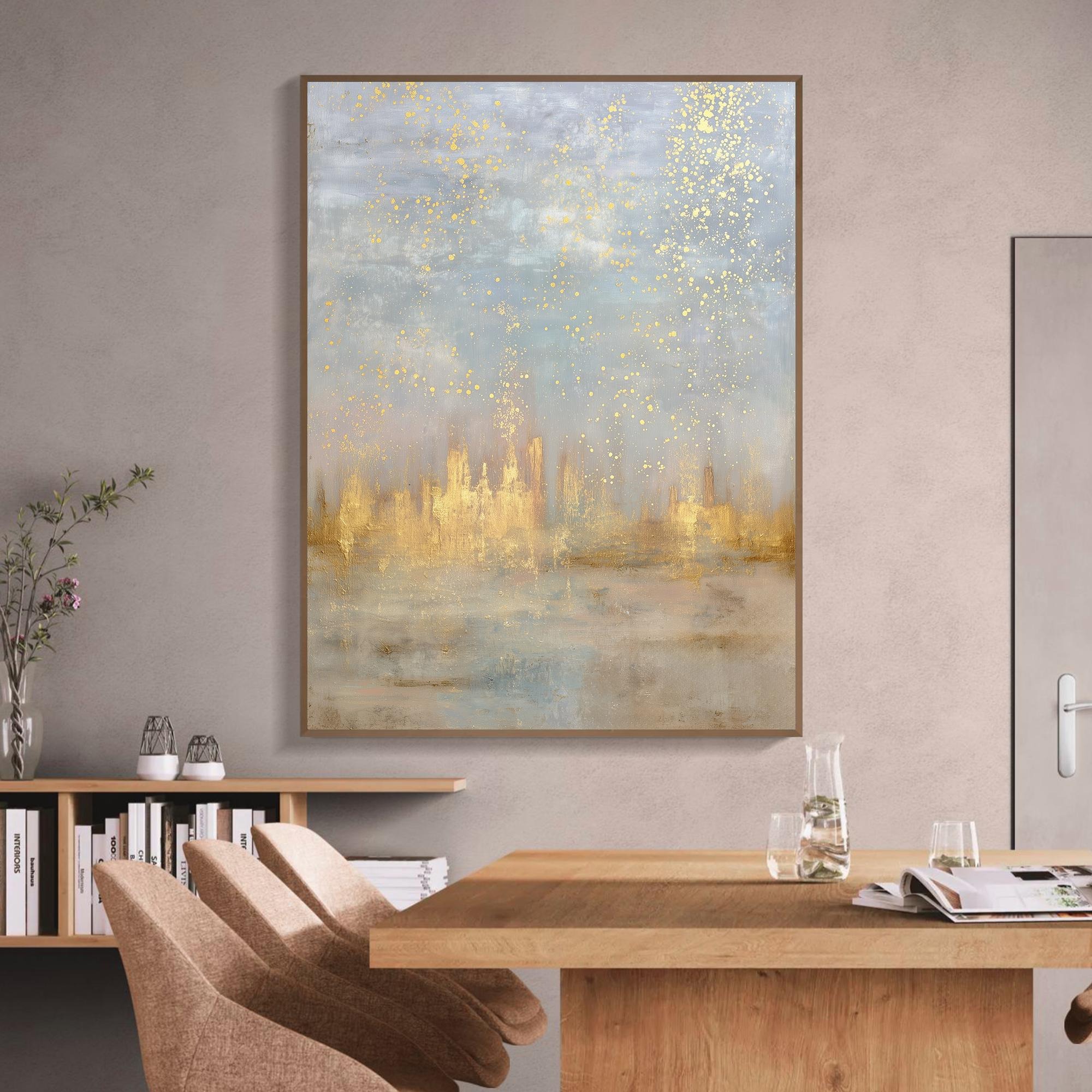 City of Light-Contemporary Gold Leaf Textured Wall Art