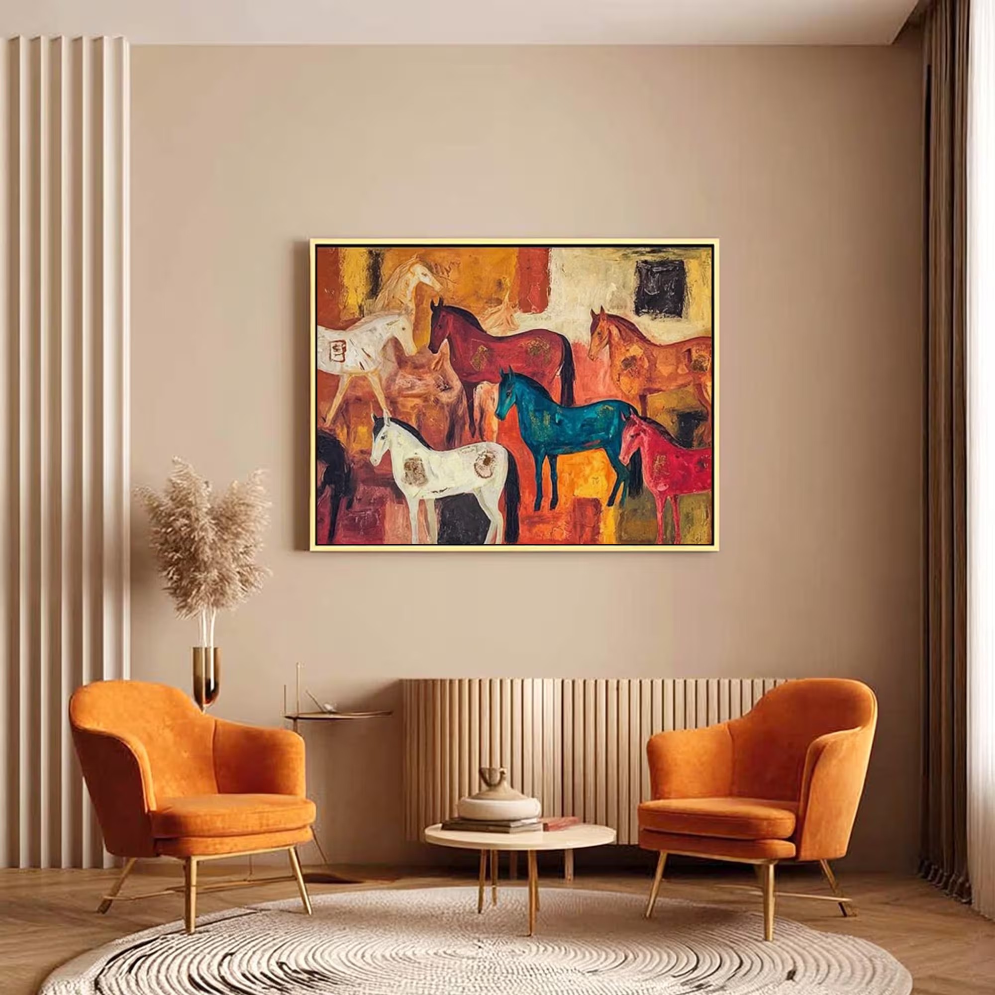 Colorful Equine Gathering Painting