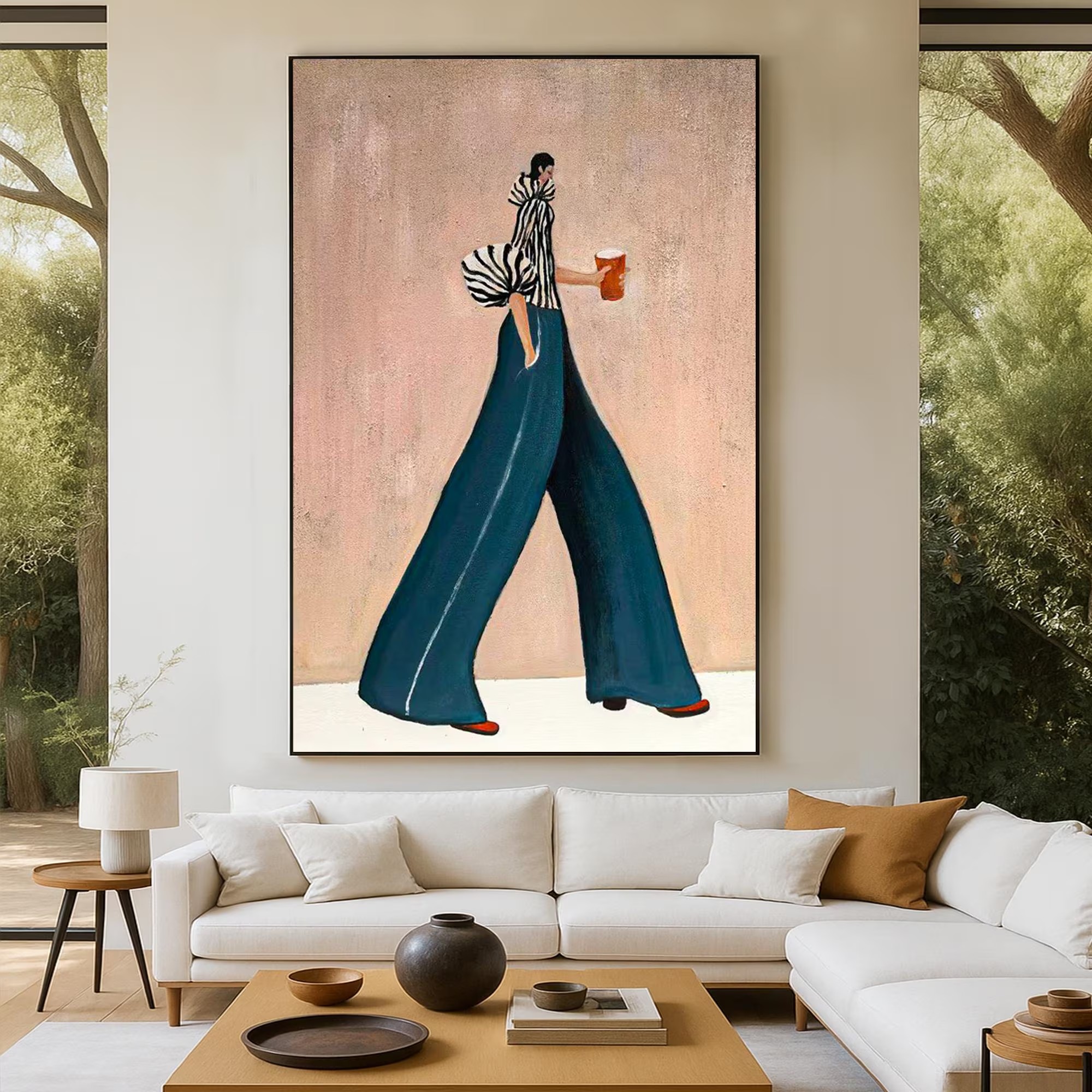Trendy Wide-Leg Walk Artwork