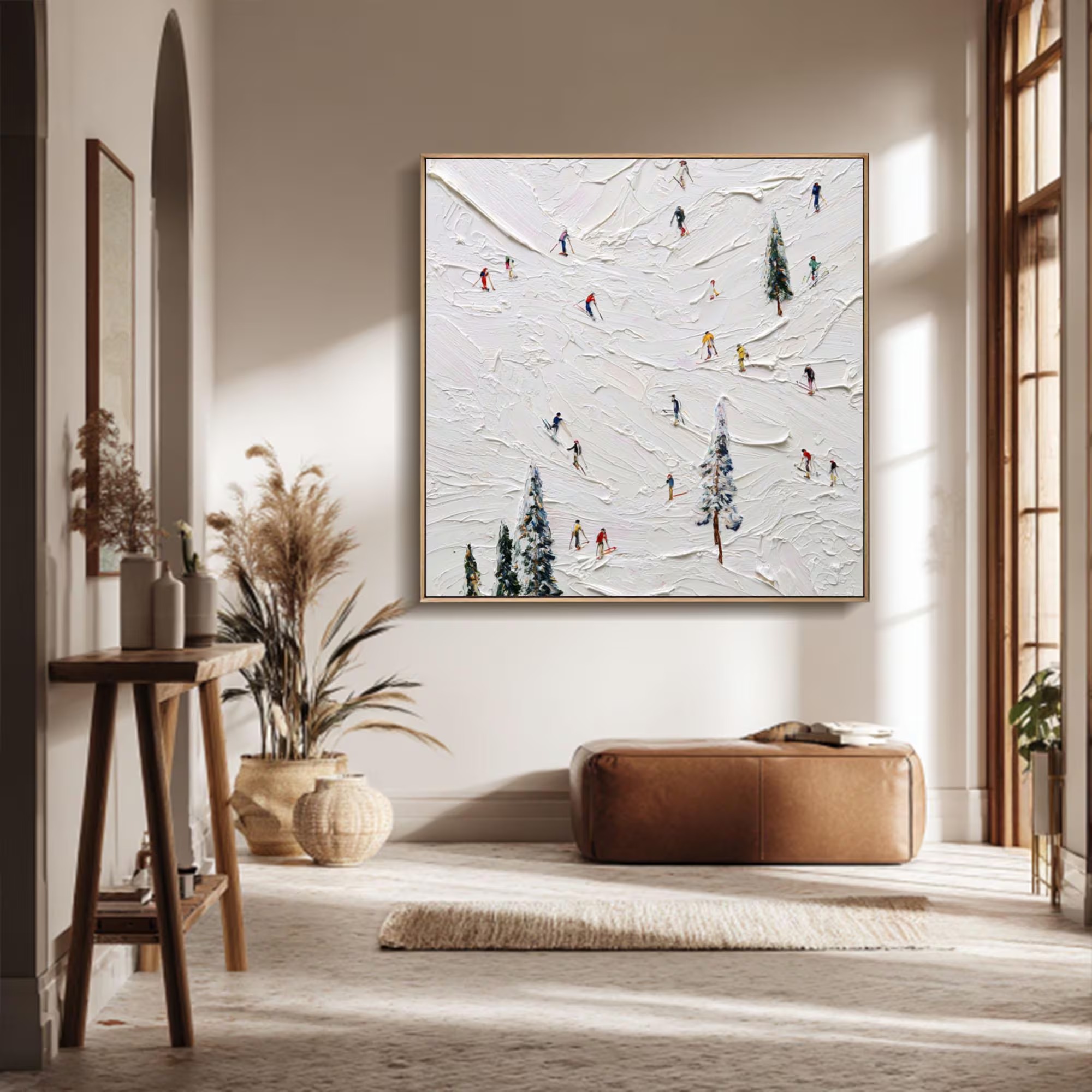 Textured Skiers Paradise Painting