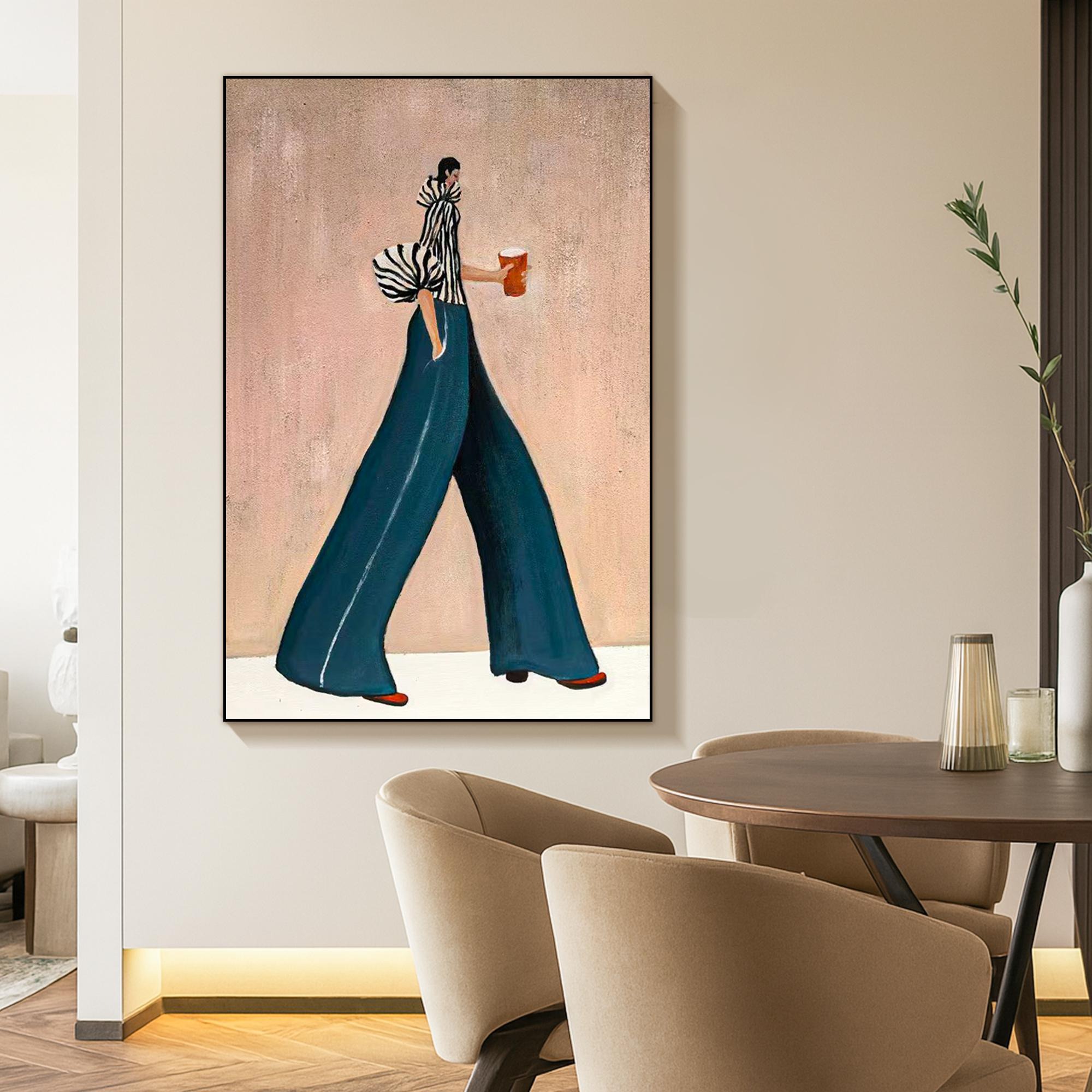 Trendy Wide-Leg Walk Artwork