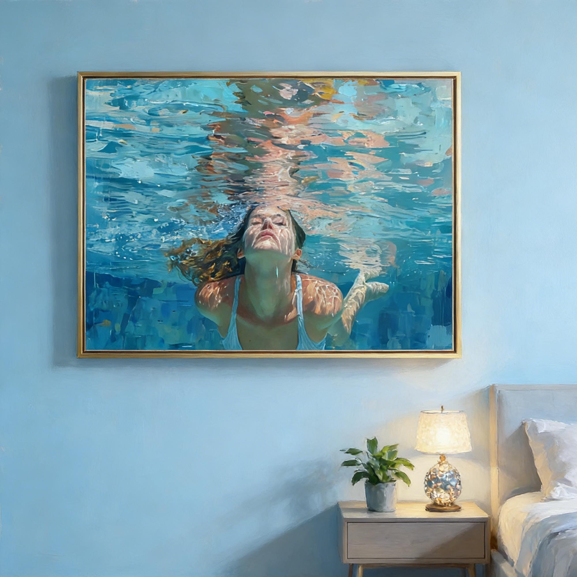 Bedroom Blue Water Painting