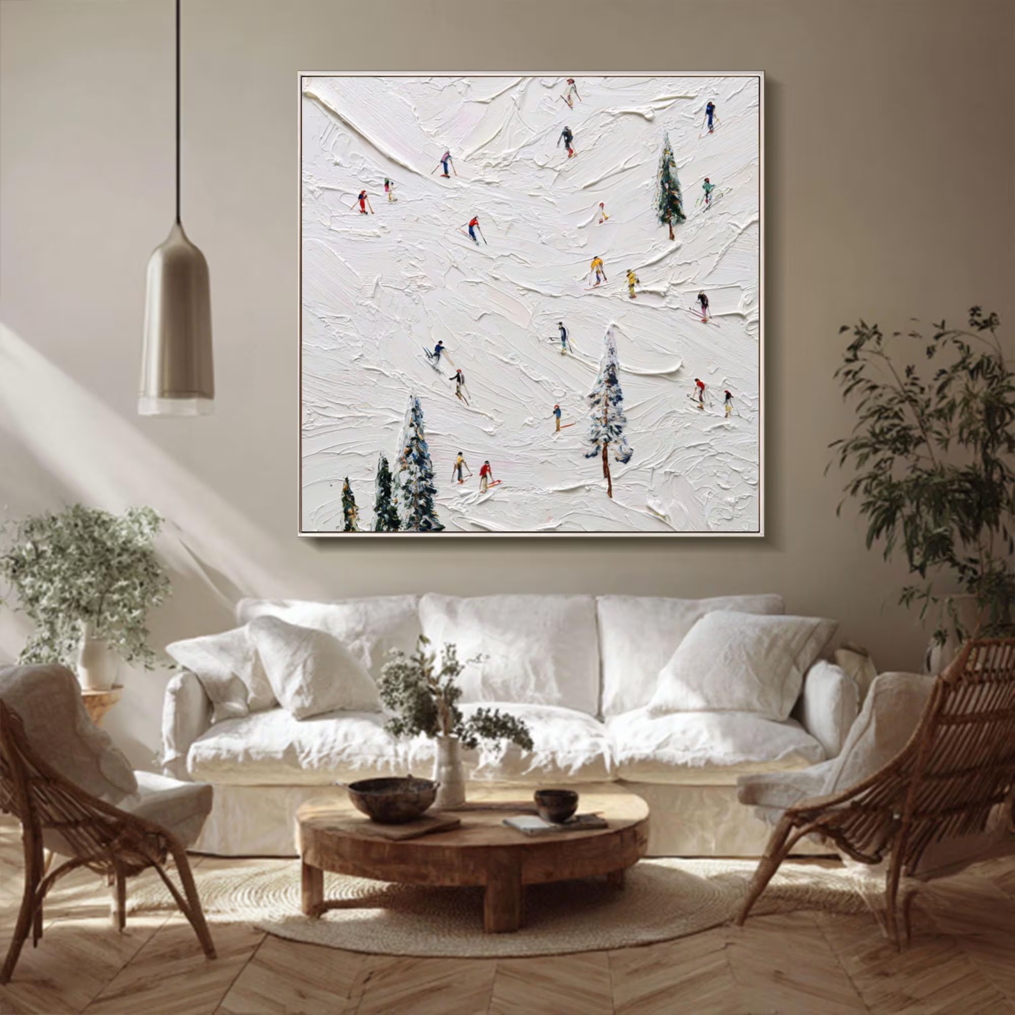 Textured Skiers Paradise Painting