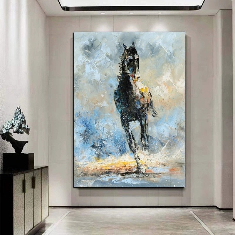 Vivid Steed Leaping in Oil
