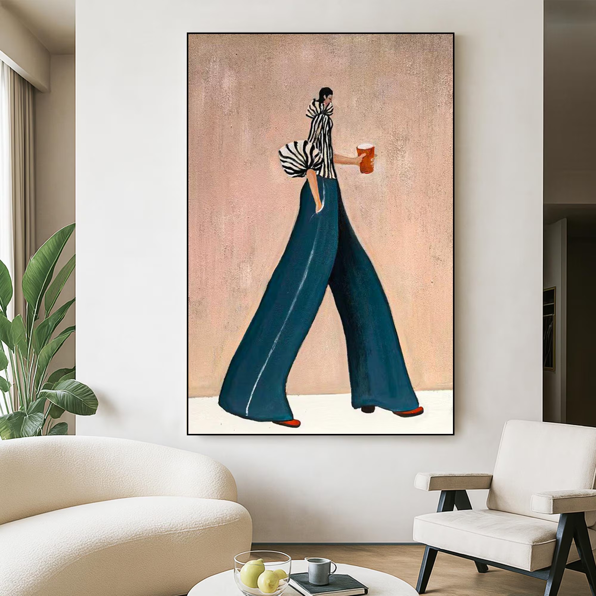 Trendy Wide-Leg Walk Artwork