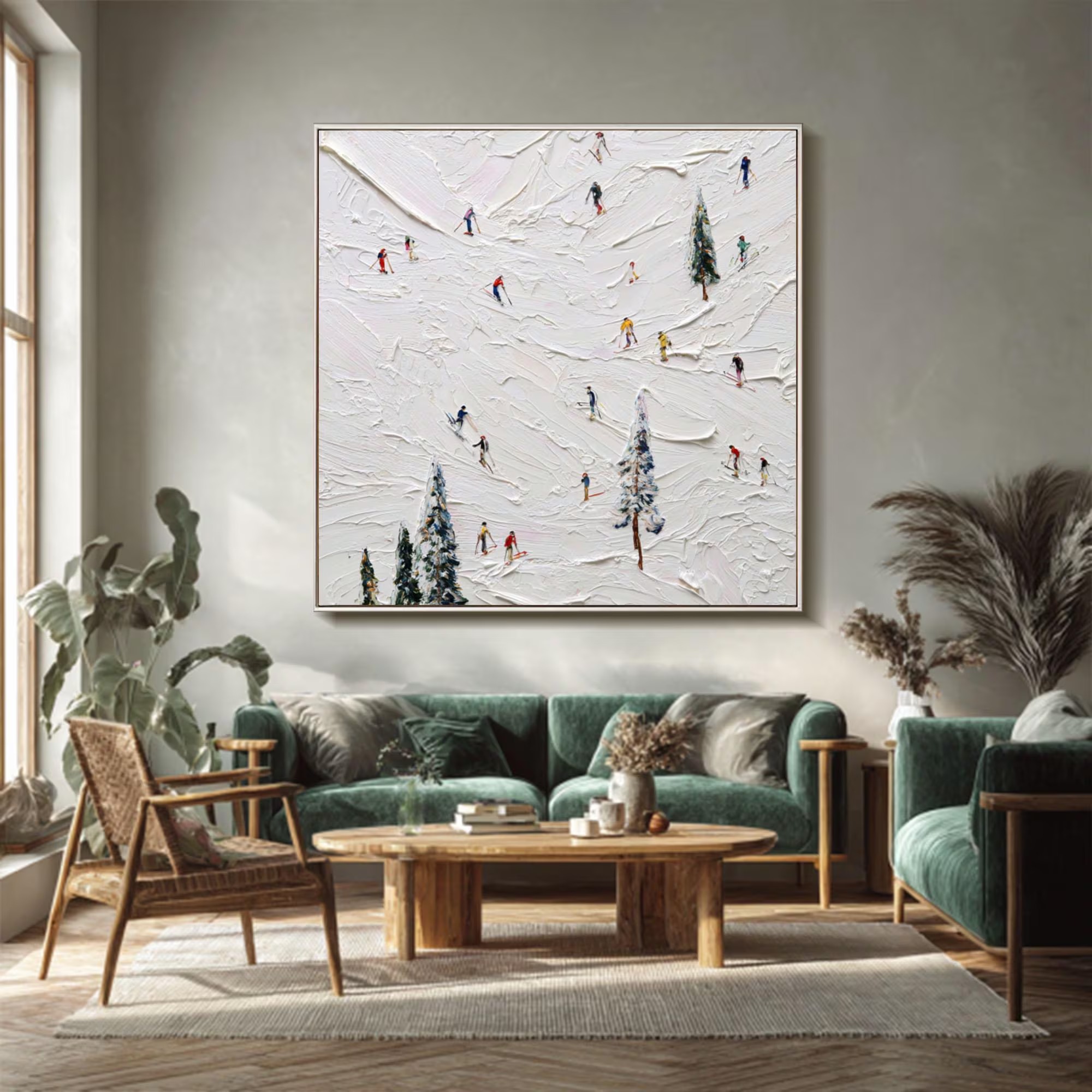 Textured Skiers Paradise Painting