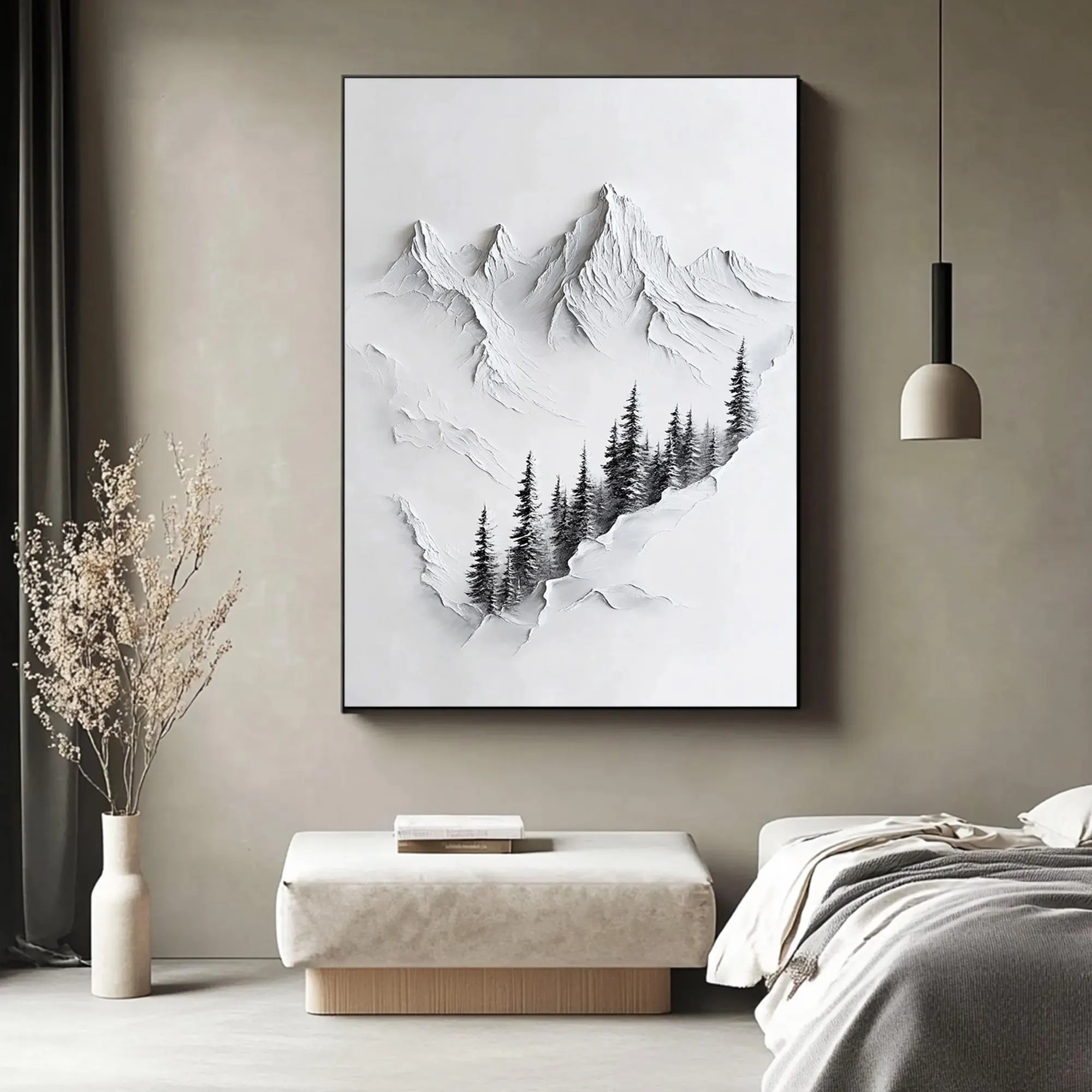 Whispering Peaks – Minimal Mountain Landscape Art