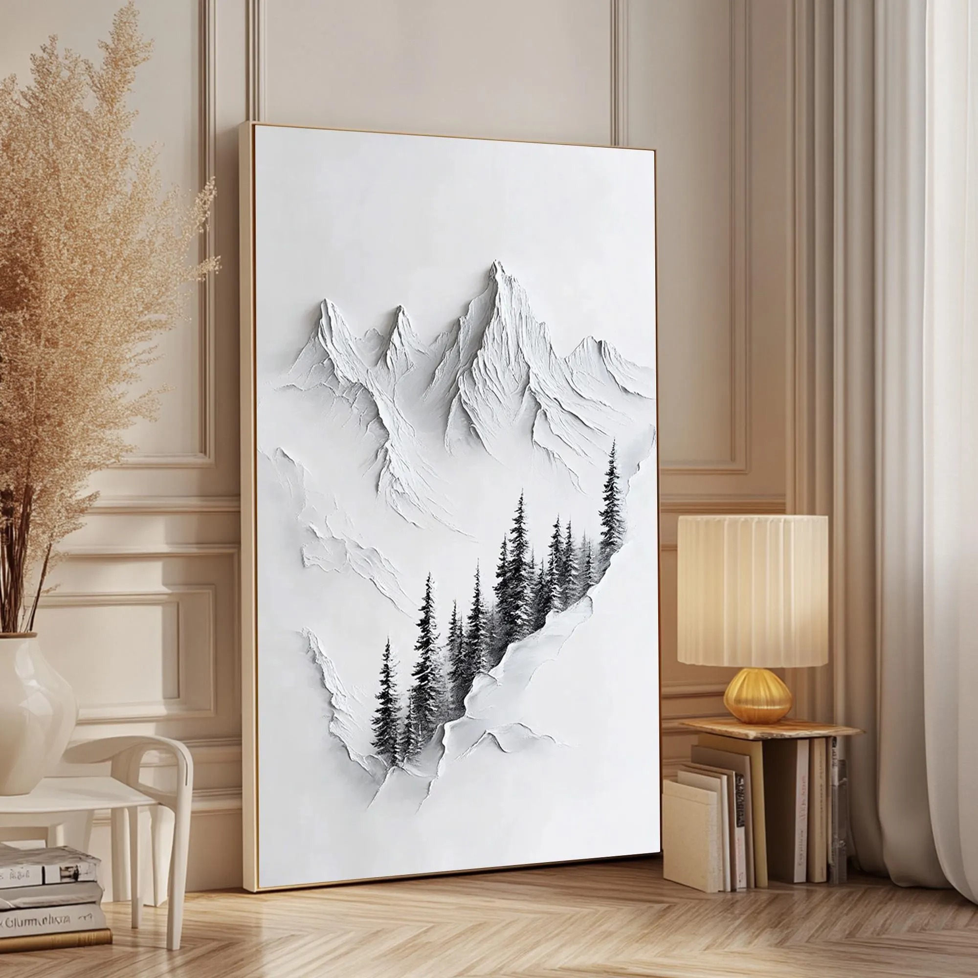 Whispering Peaks – Minimal Mountain Landscape Art
