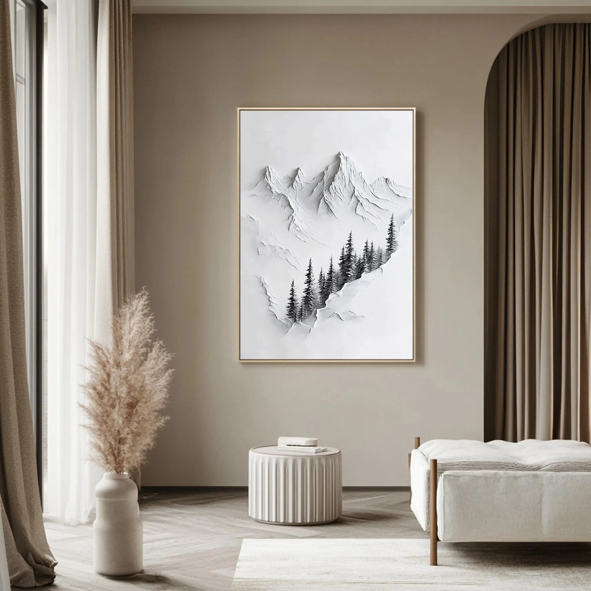 Whispering Peaks – Minimal Mountain Landscape Art