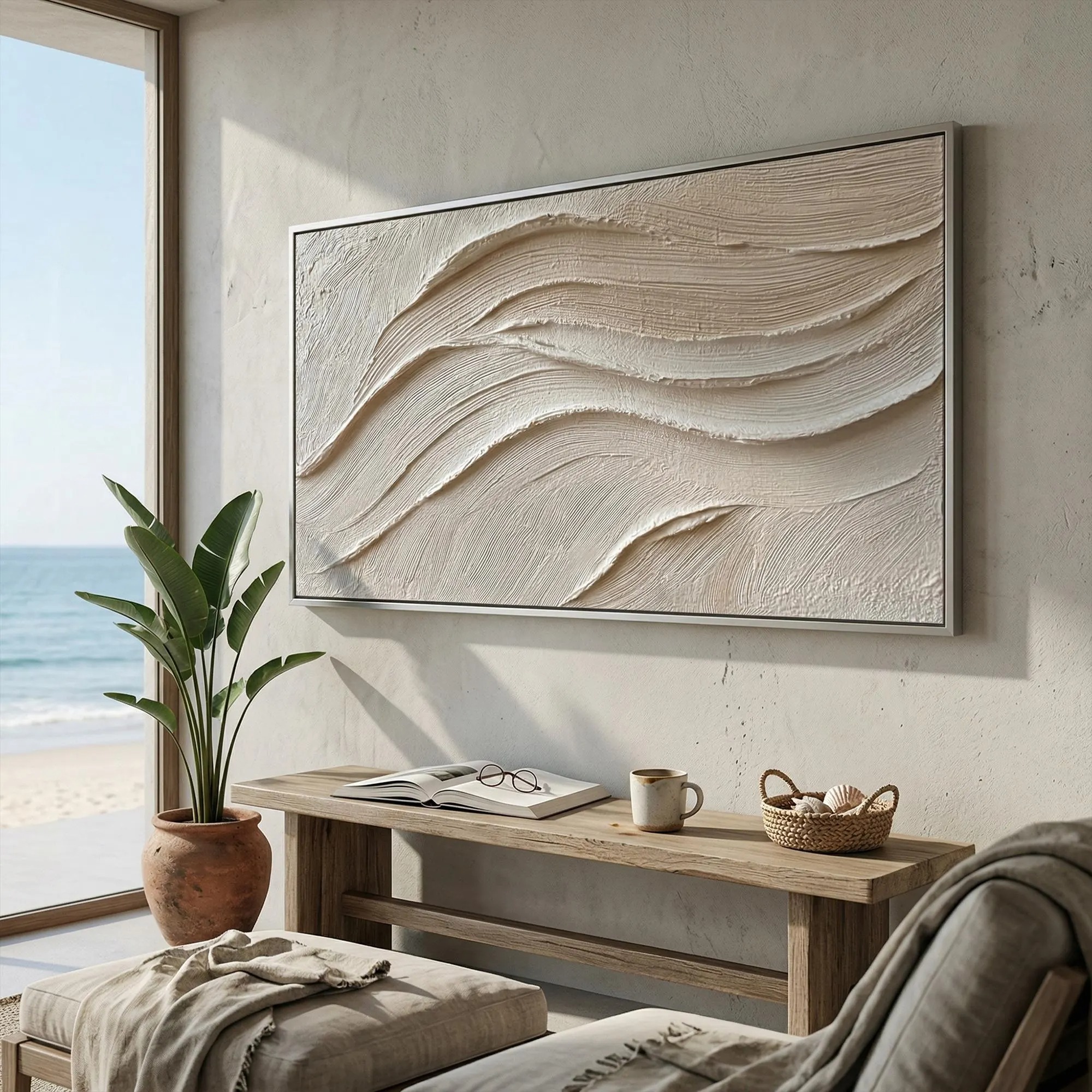 Hand-Painted Sculptural Texture Wall Art | Contemporary Neutral