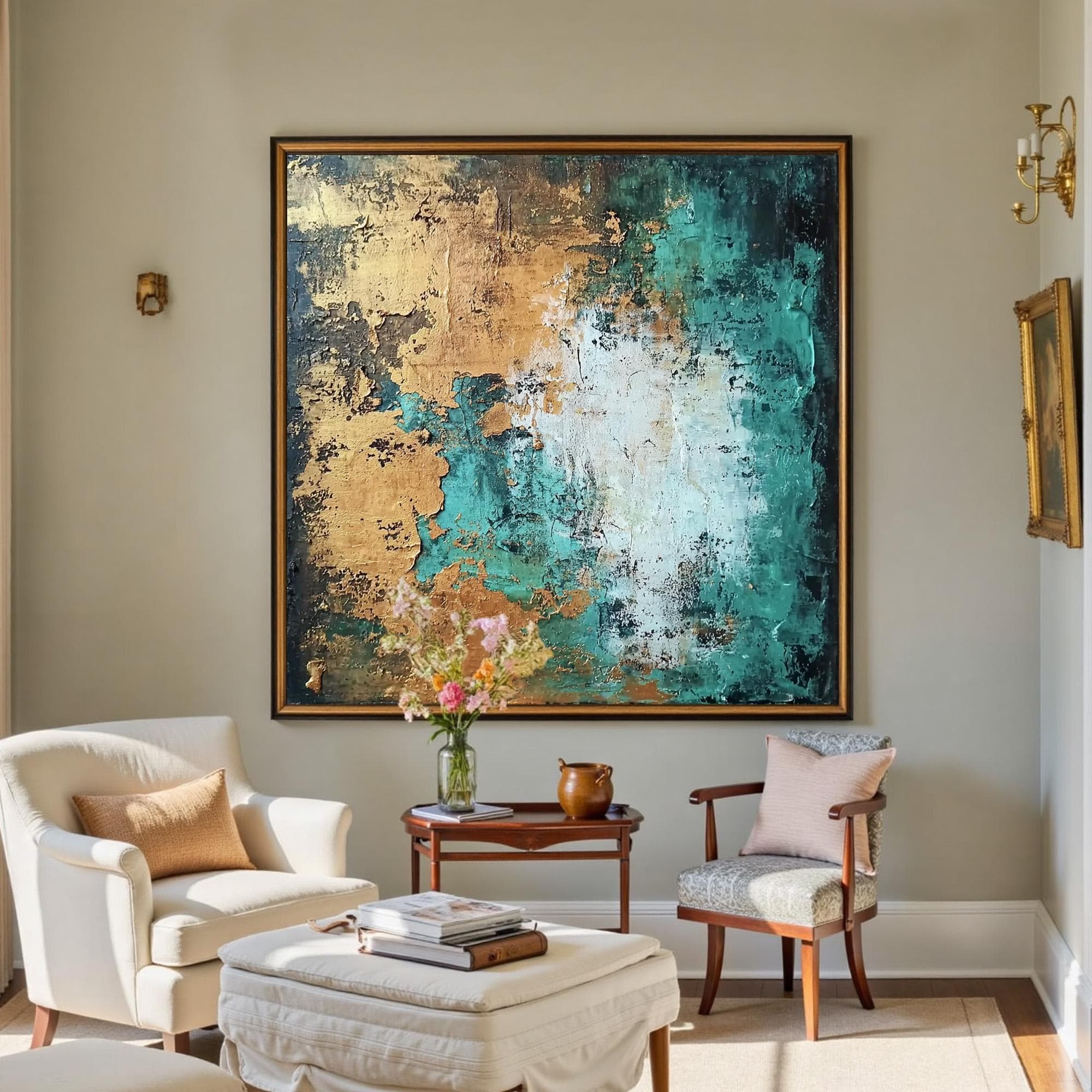 Abstract Gold-Green Painting