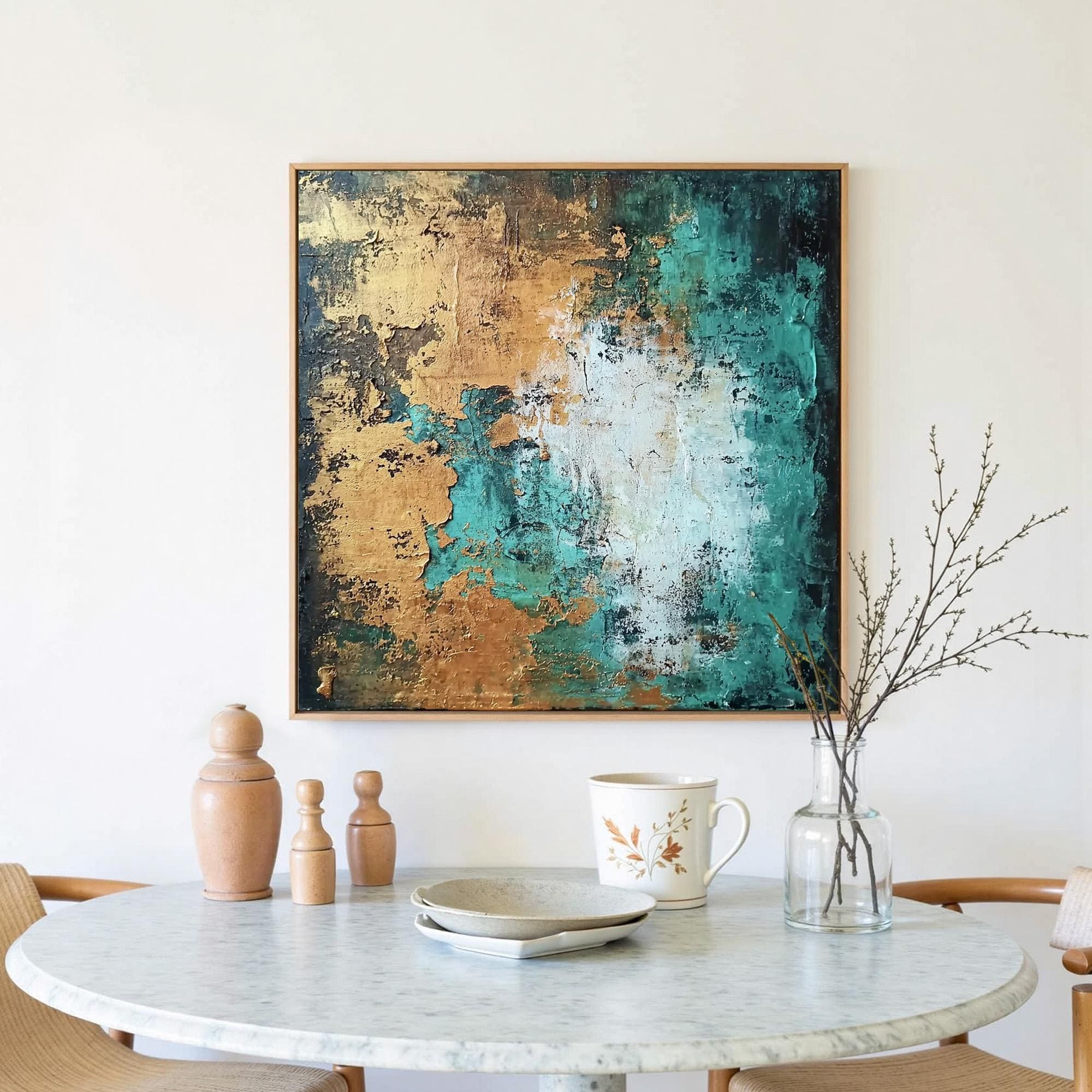 Abstract Gold-Green Painting