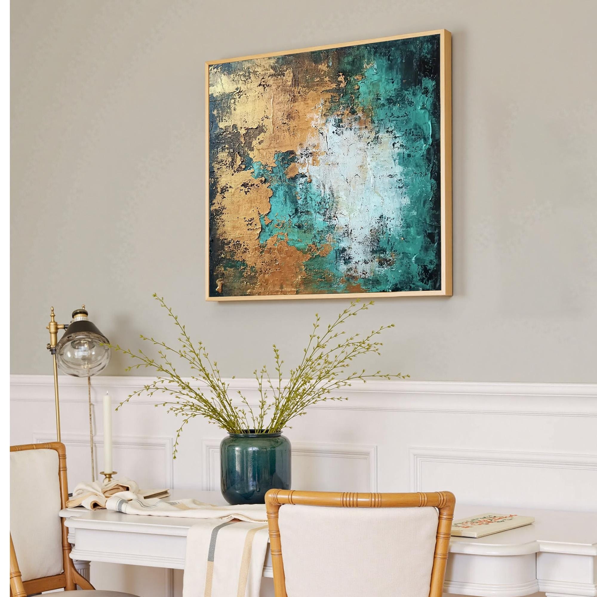 Abstract Gold-Green Painting