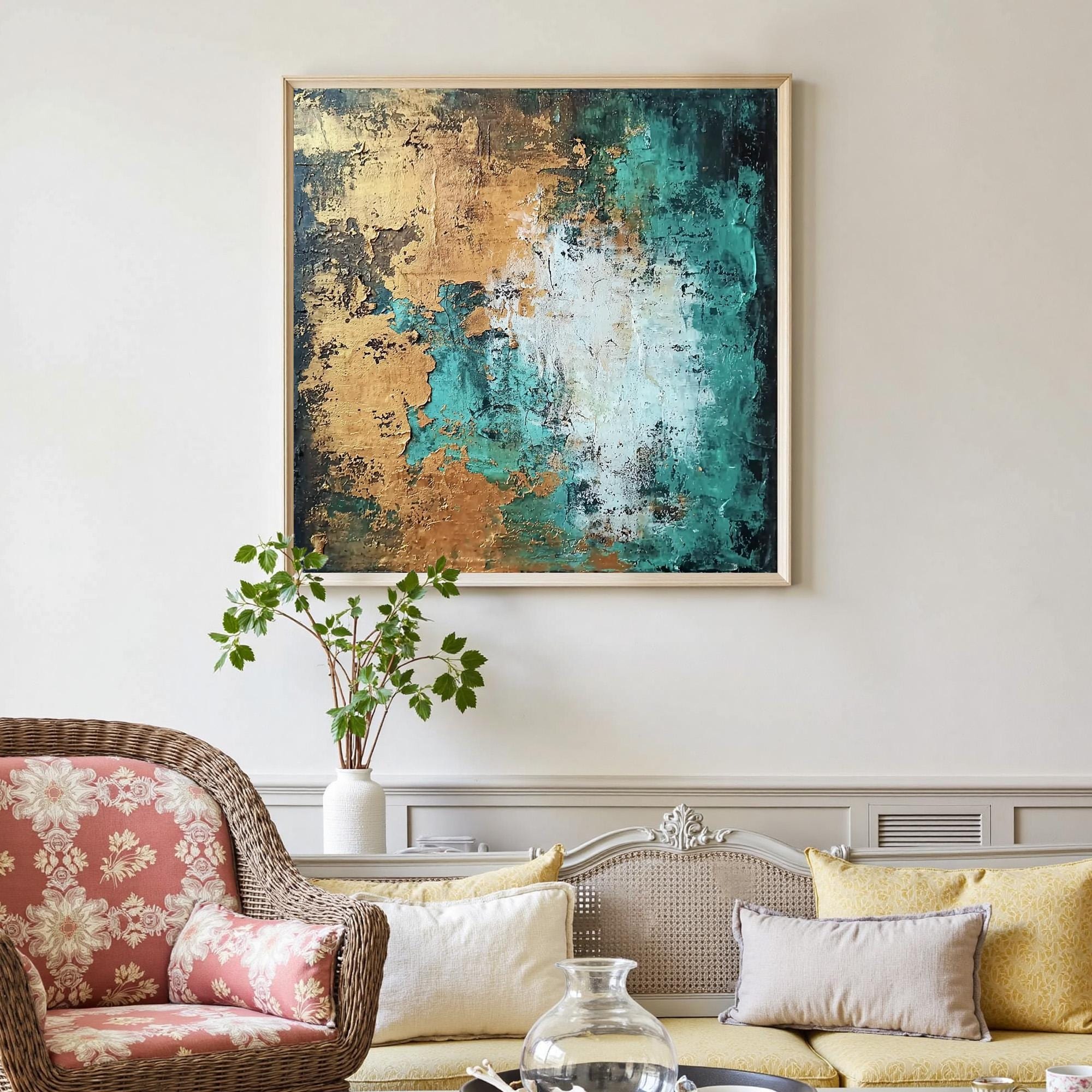 Abstract Gold-Green Painting