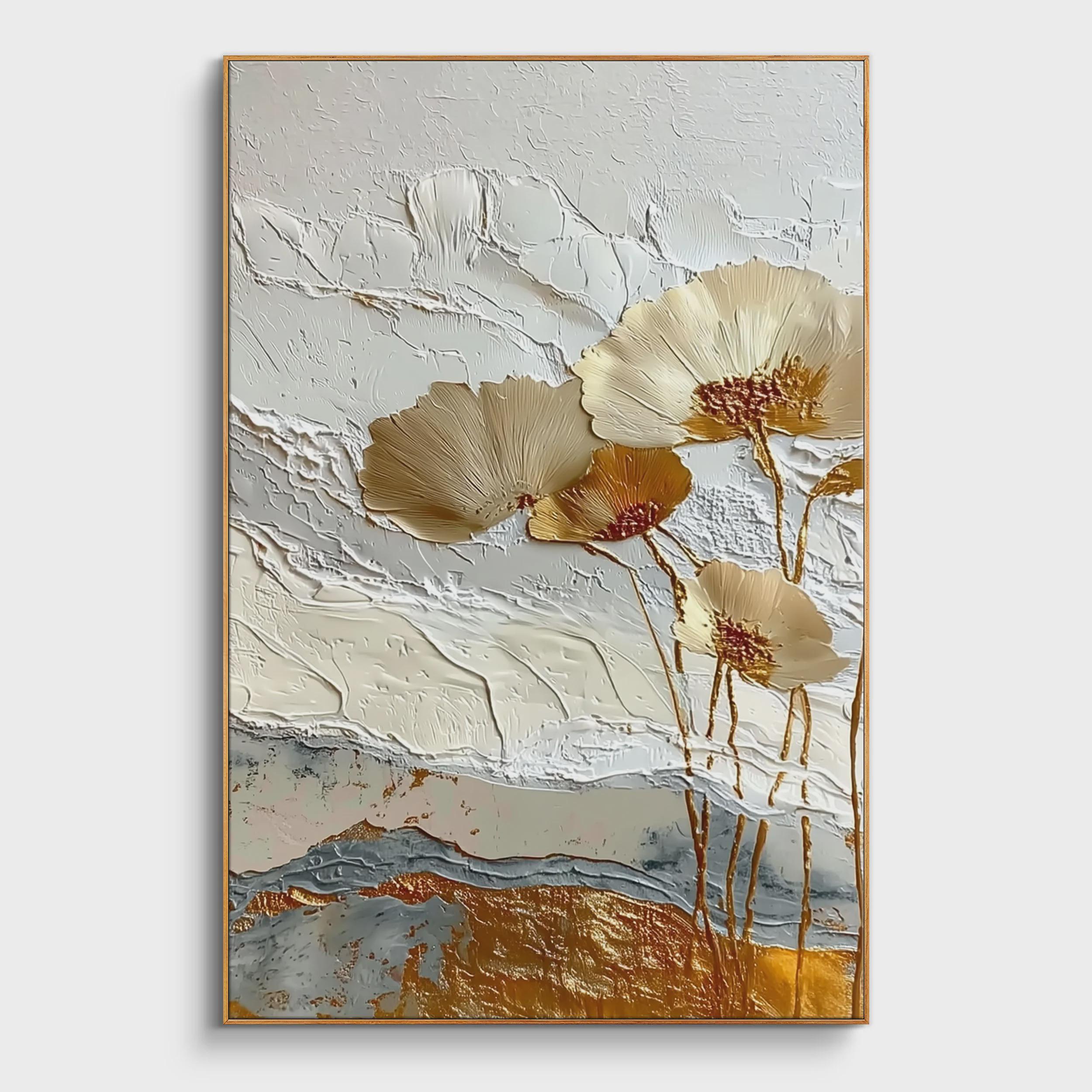 Golden Blossom Relief Art