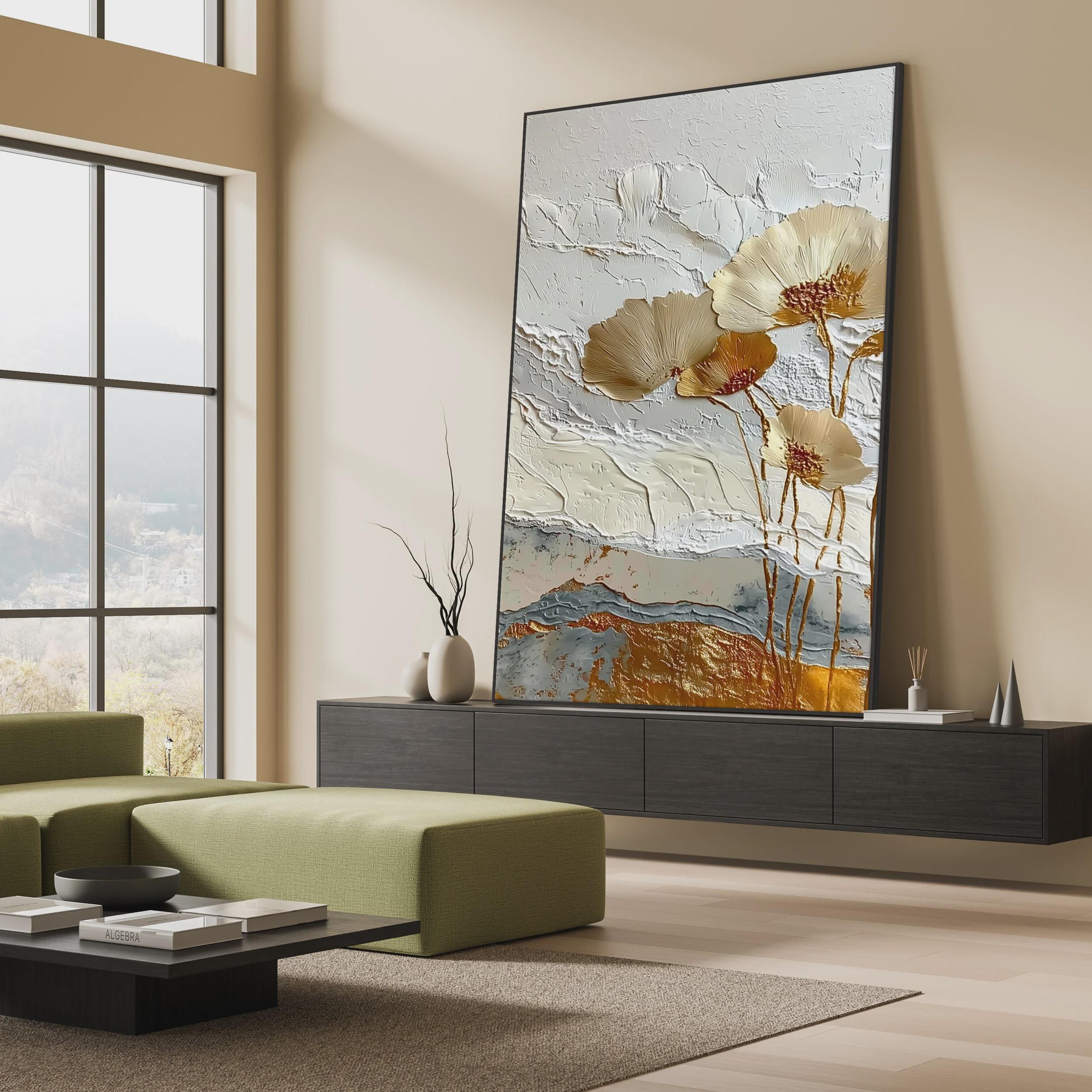 Golden Blossom Relief Art