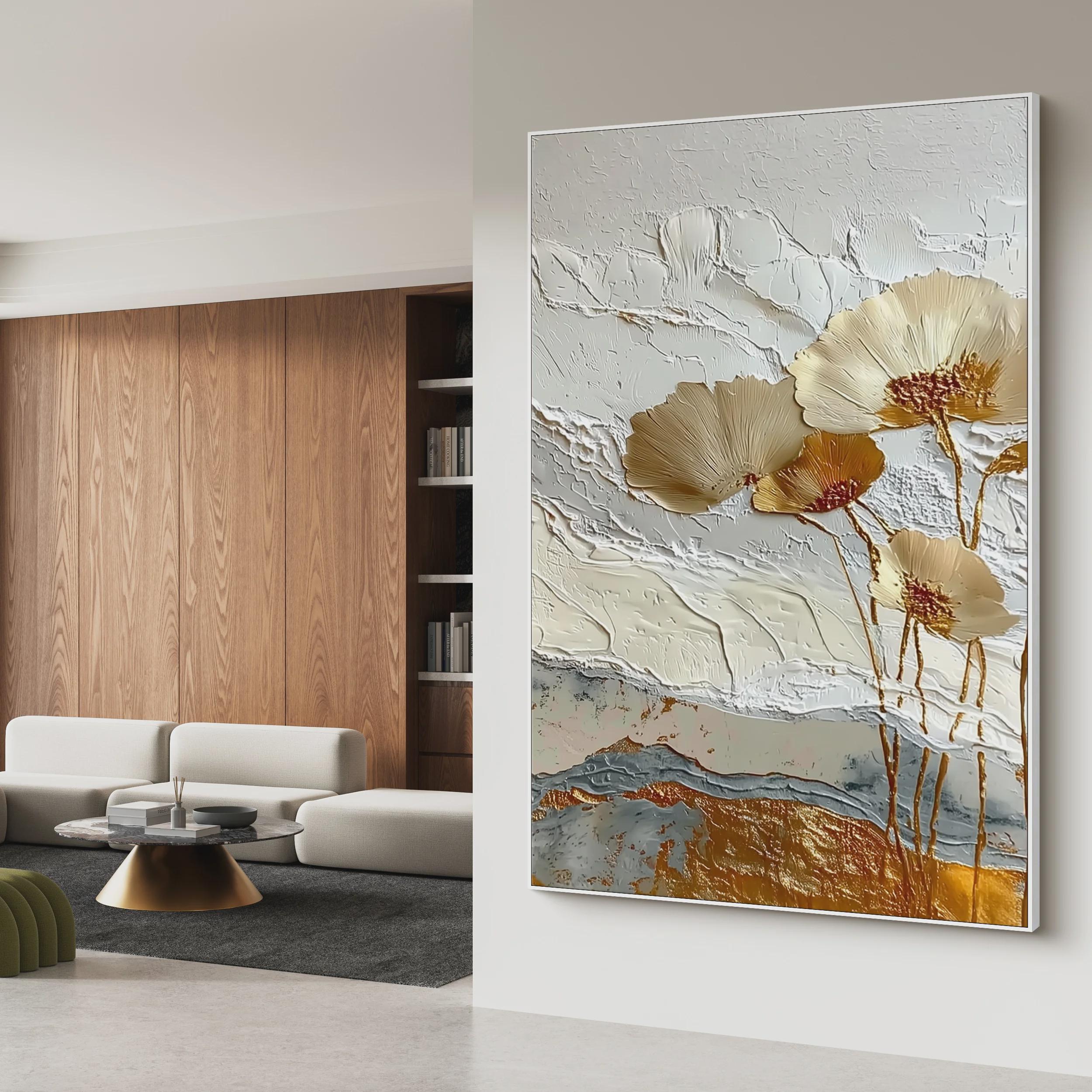 Golden Blossom Relief Art