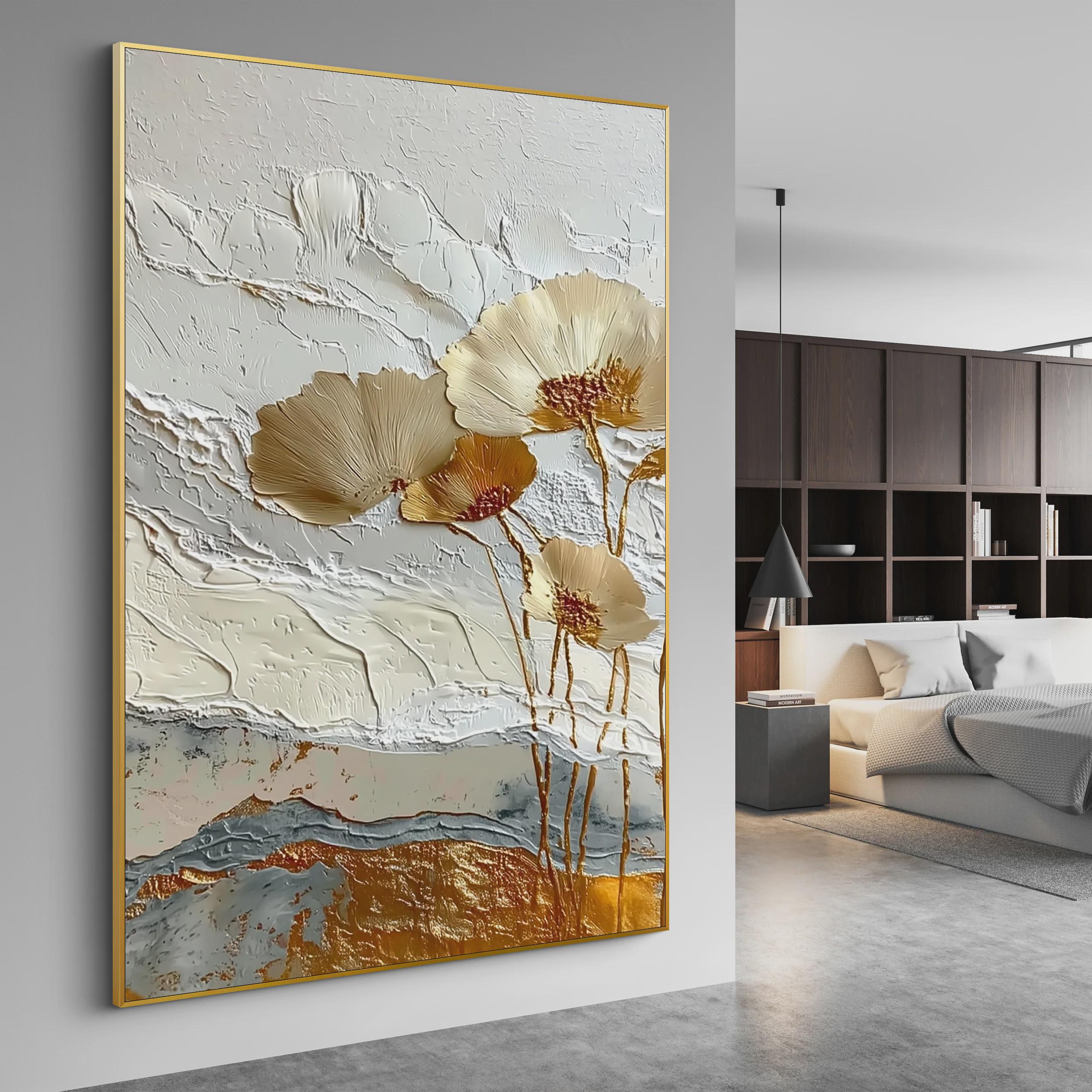 Golden Blossom Relief Art
