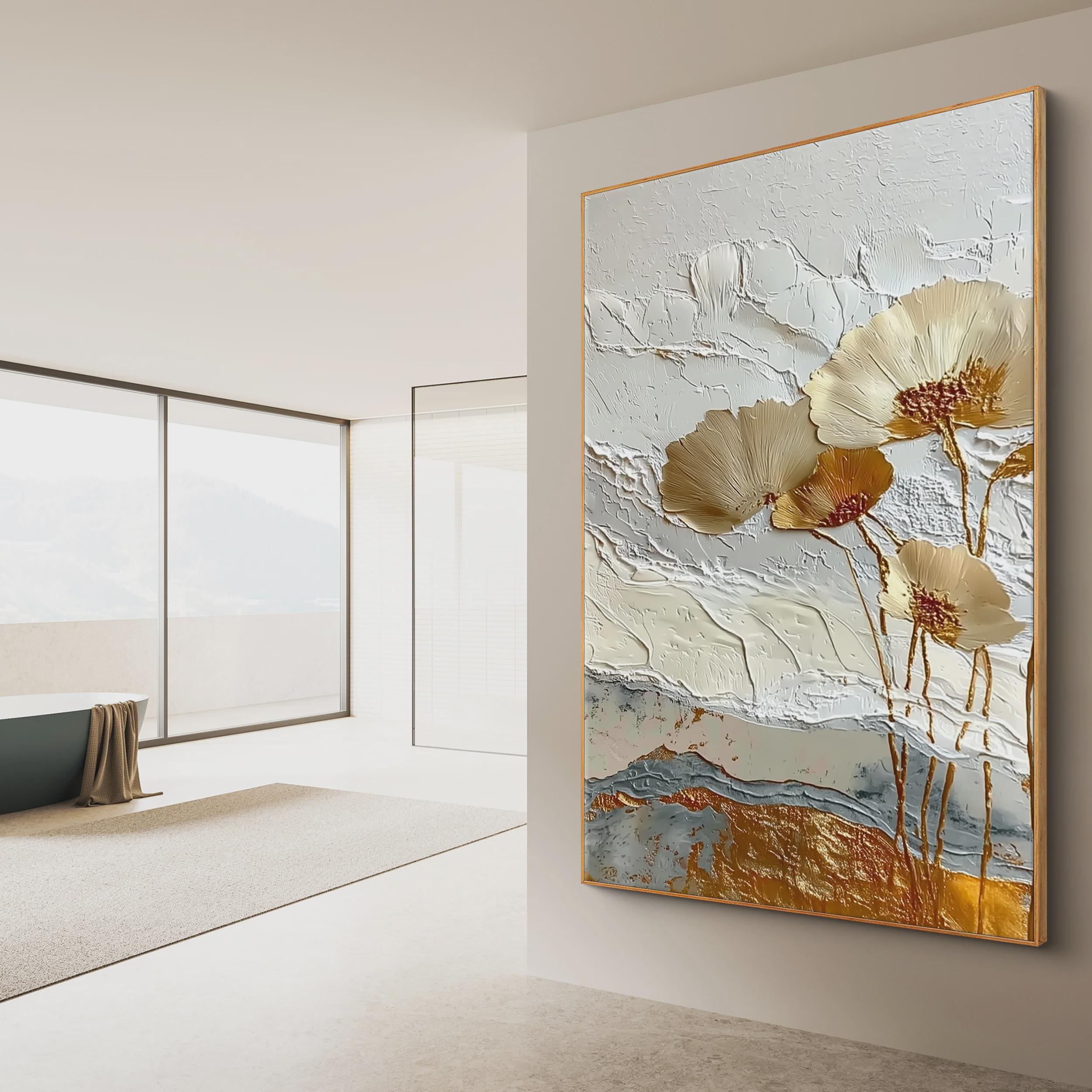 Golden Blossom Relief Art