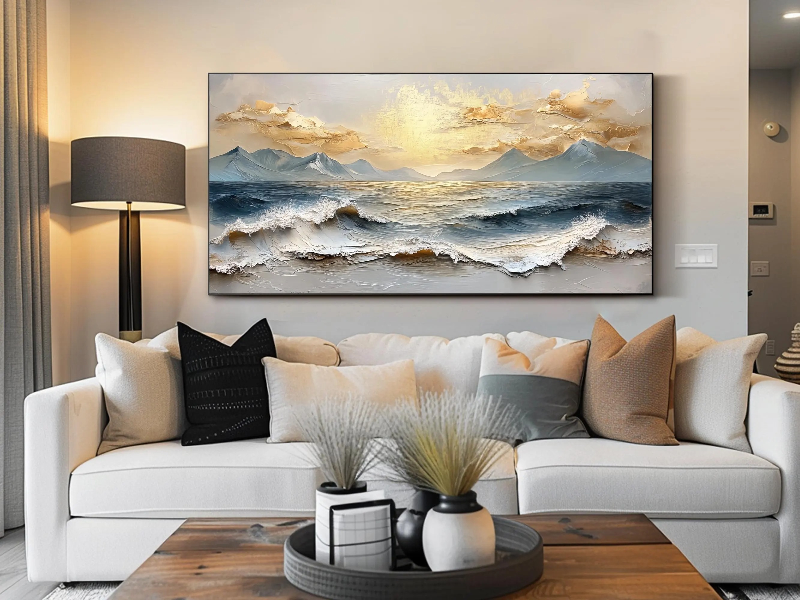 Golden Wave Seascape Art
