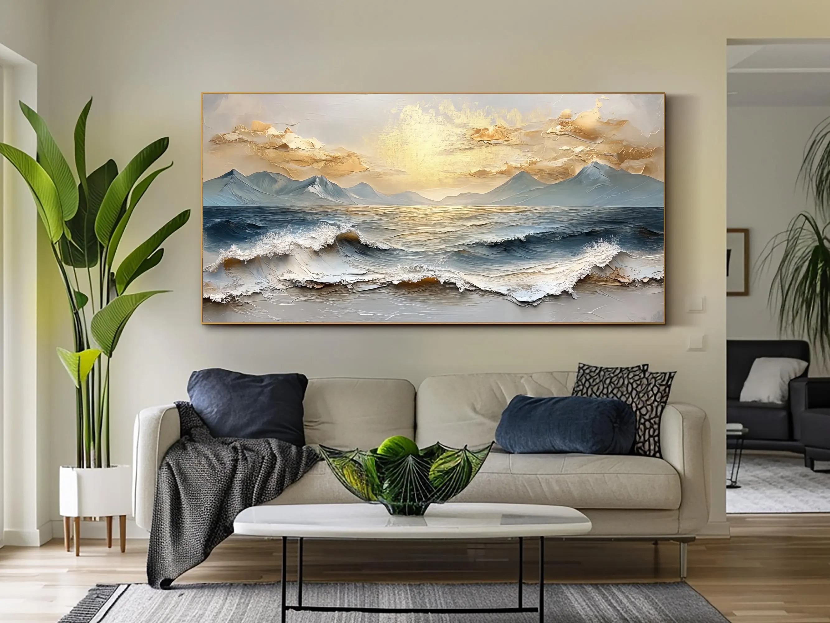 Golden Wave Seascape Art