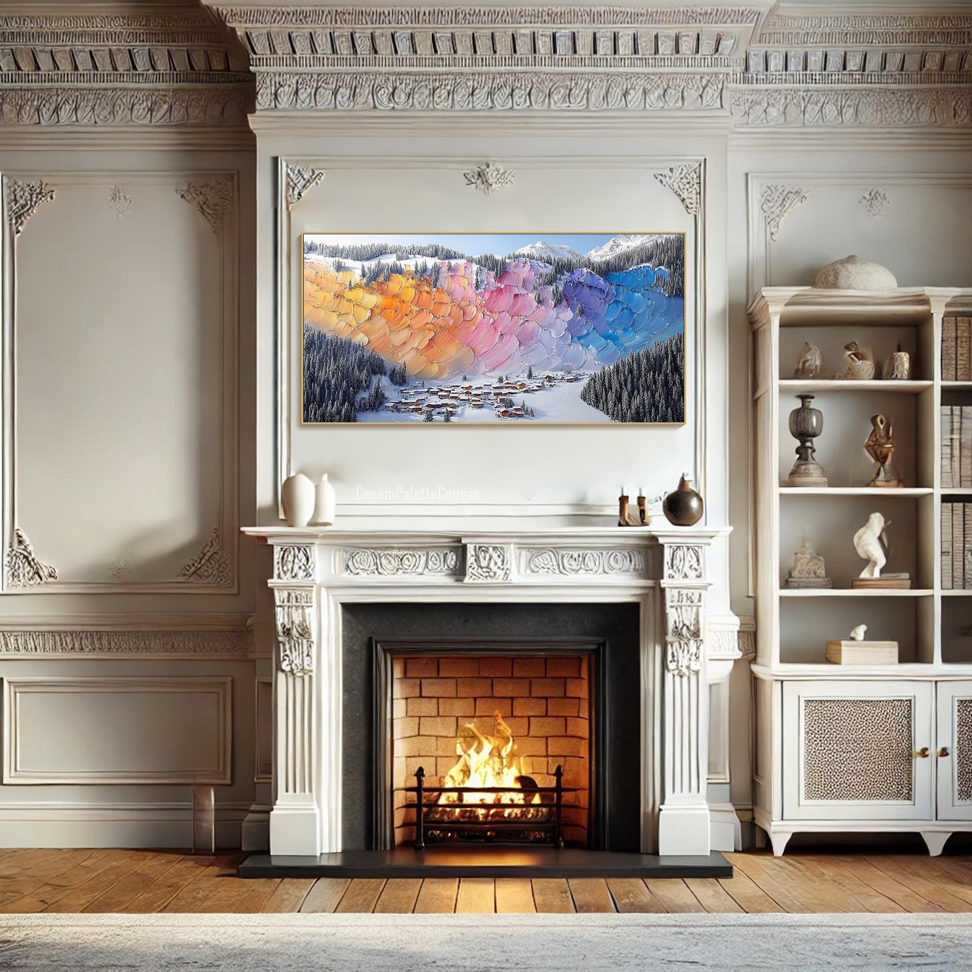 Rainbow Skies Above Winter Village