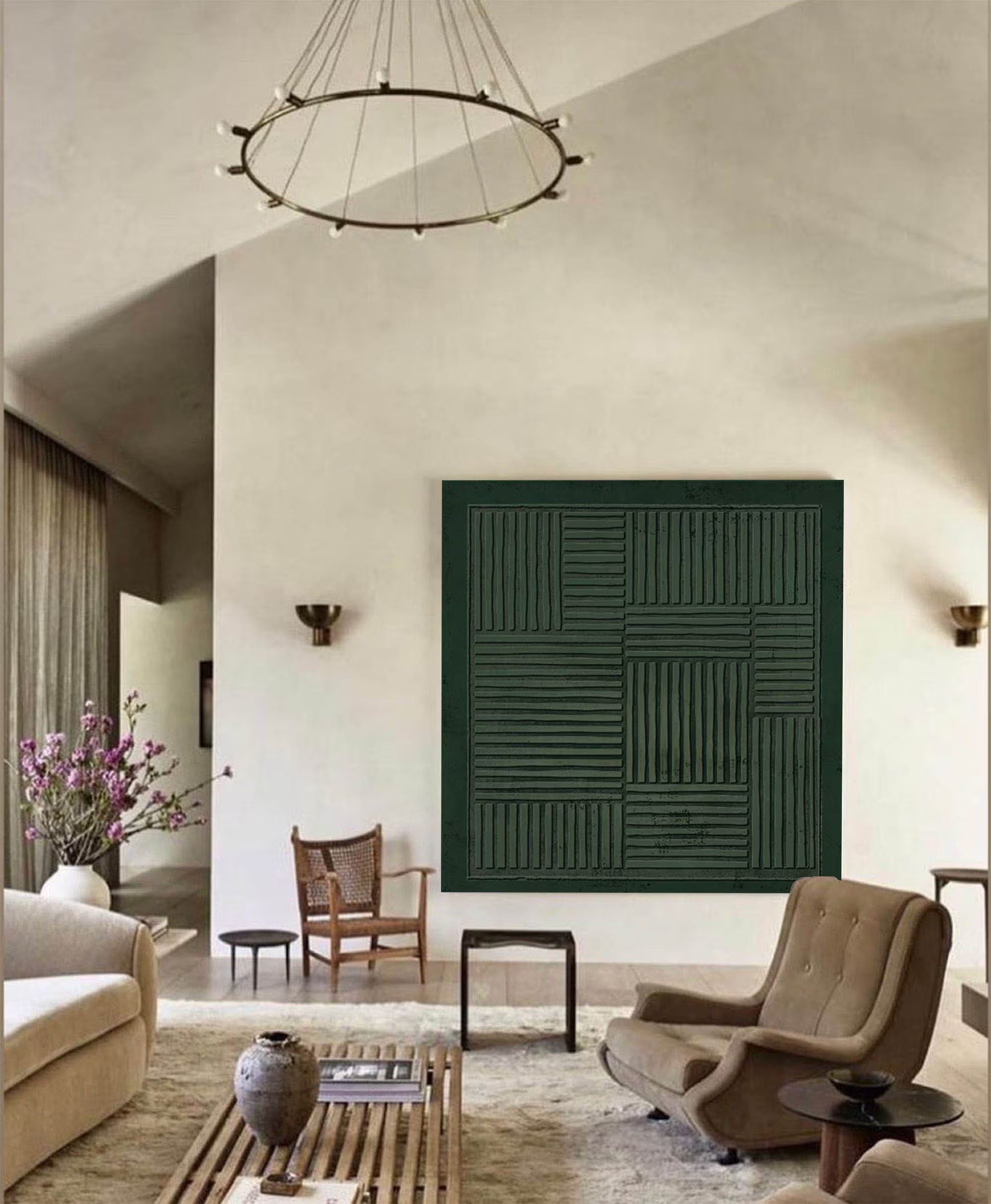 Striped Dark - Hued Masterpiece: Modern Bed Decor Accent