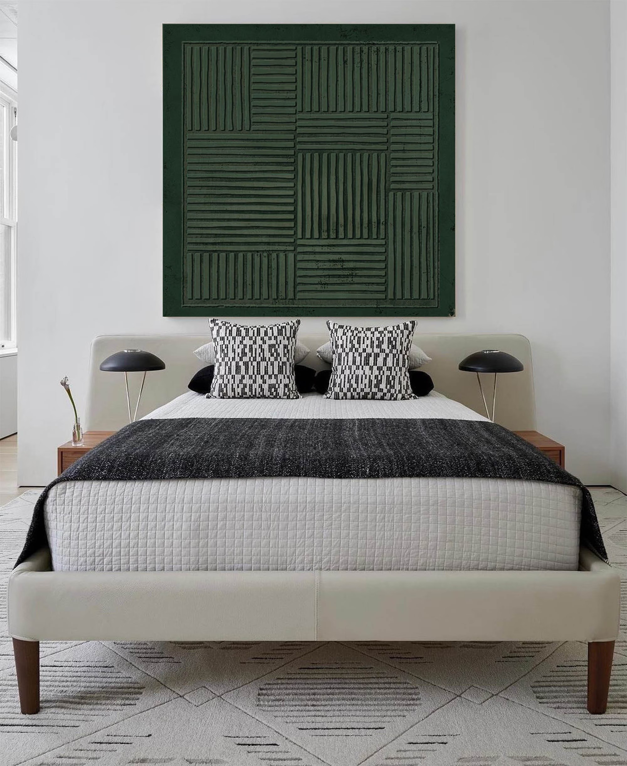 Striped Dark - Hued Masterpiece: Modern Bed Decor Accent