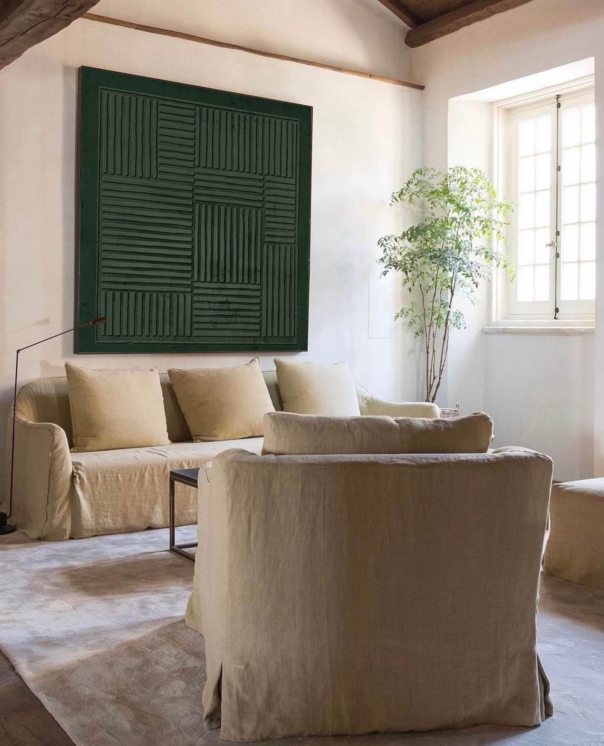 Striped Dark - Hued Masterpiece: Modern Bed Decor Accent