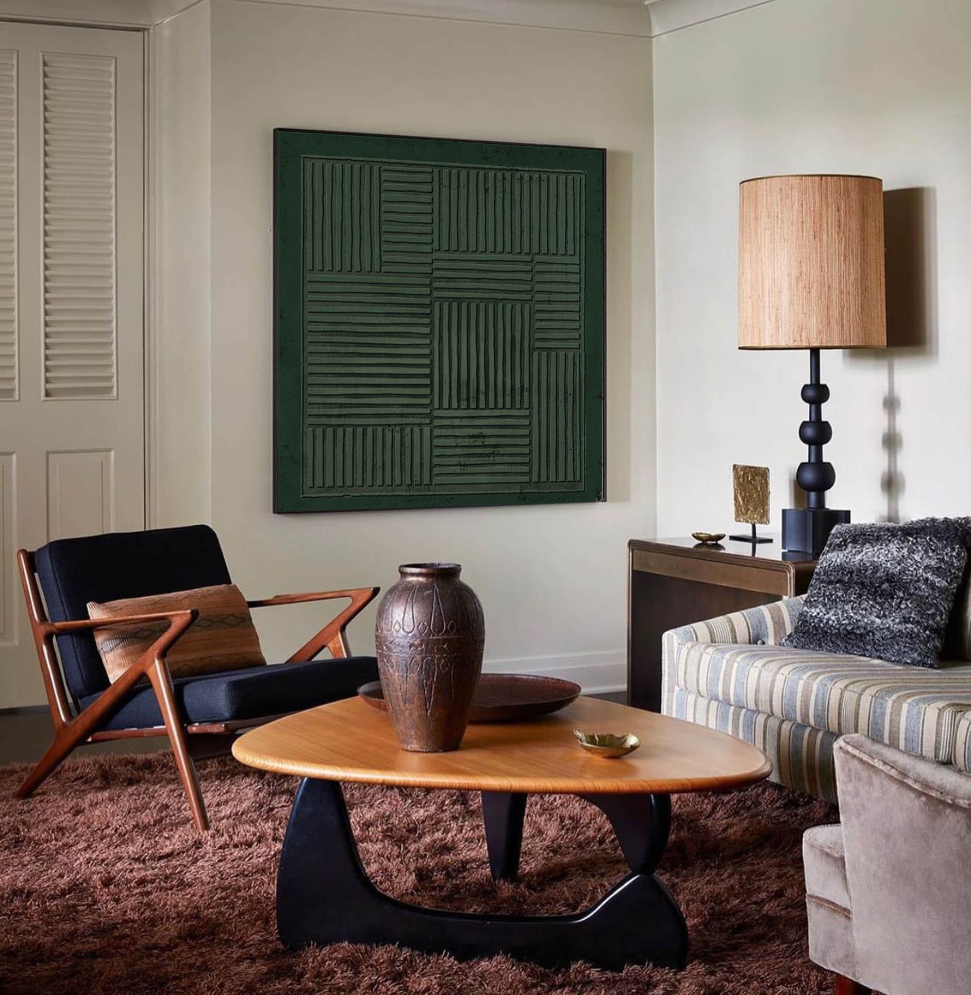 Striped Dark - Hued Masterpiece: Modern Bed Decor Accent